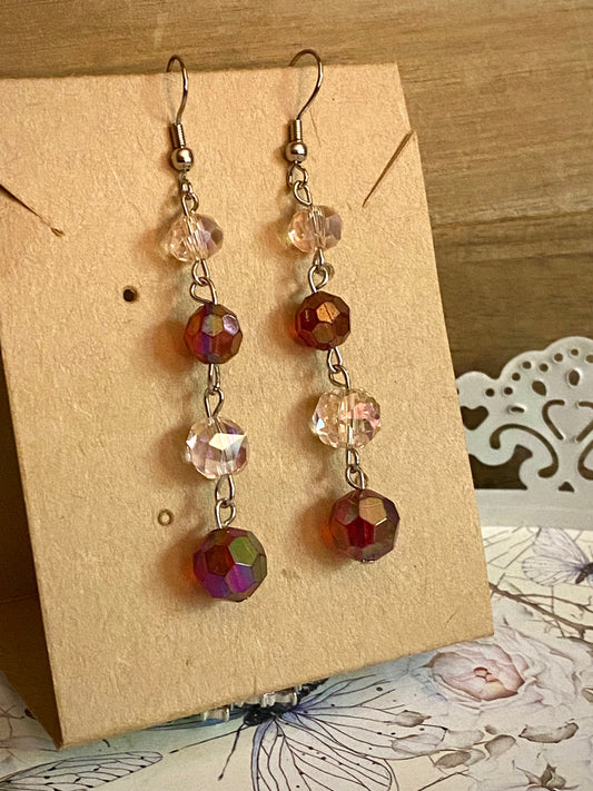 Pink and Red Sparkle Earrings