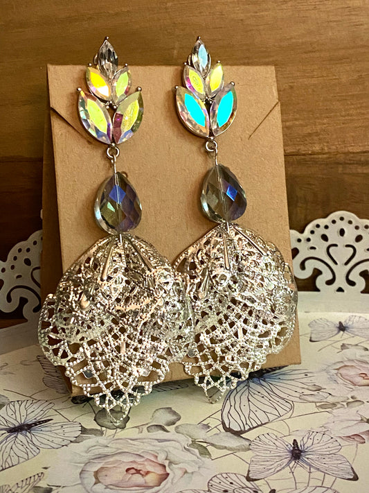 Silver Leaves Chandelier Earrings