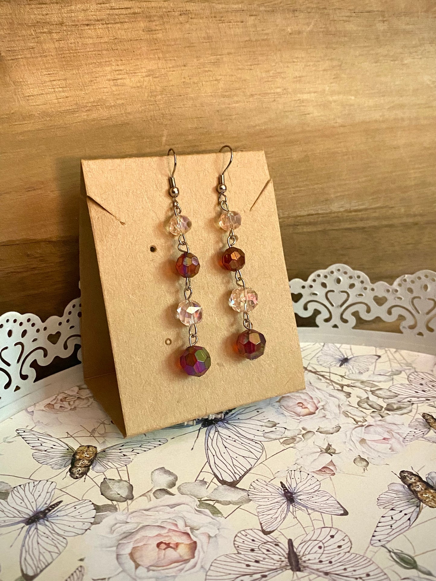 Pink and Red Sparkle Earrings