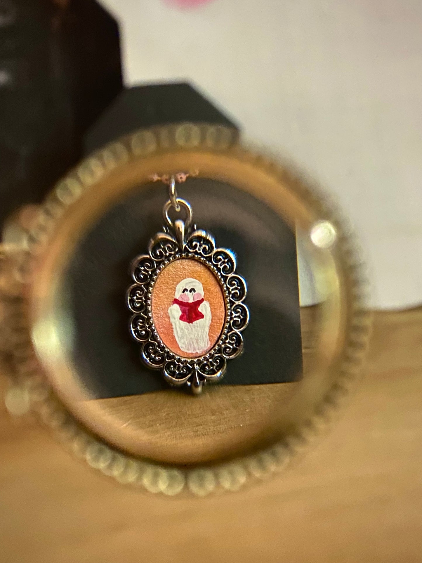 Coral Reading Ghostie Necklace