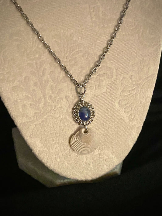 Blue and Silver Charm Shell Necklace