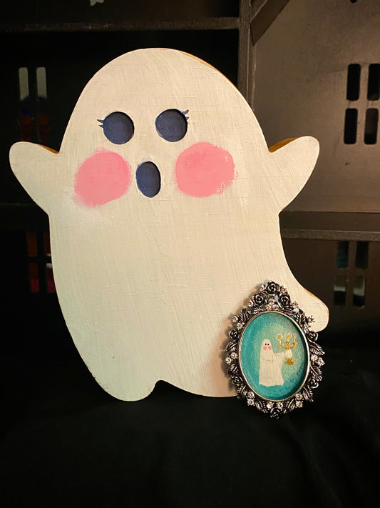 Ghost with Candles Brooch