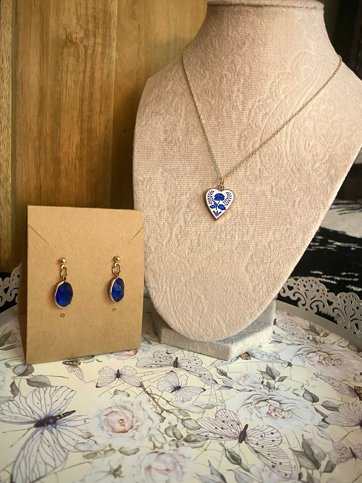 Blue Porcelain Heart Set