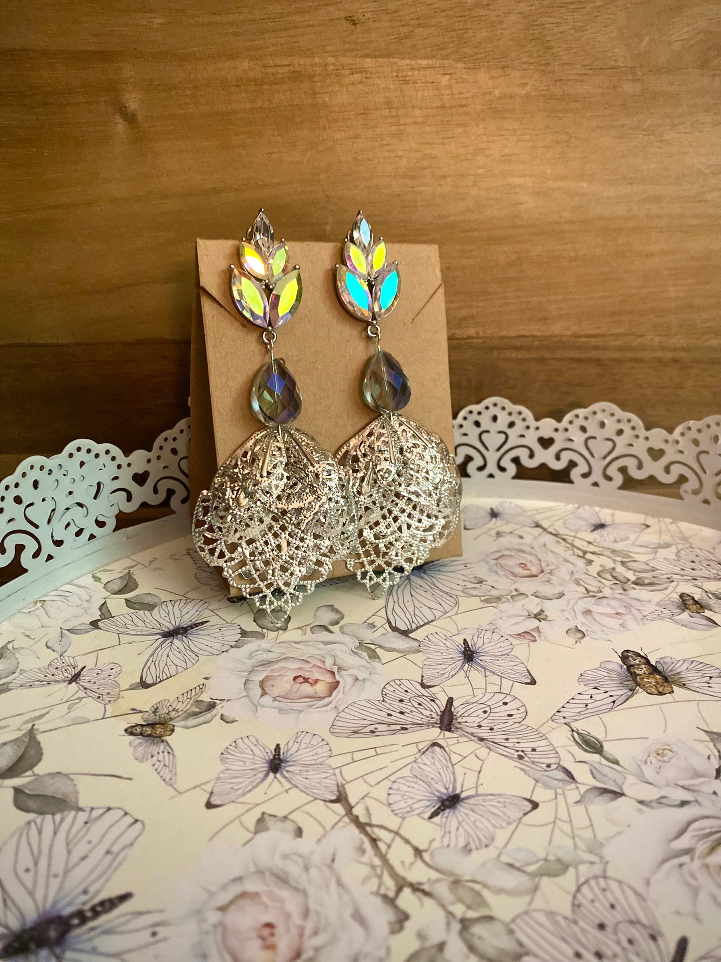 Silver Leaves Chandelier Earrings