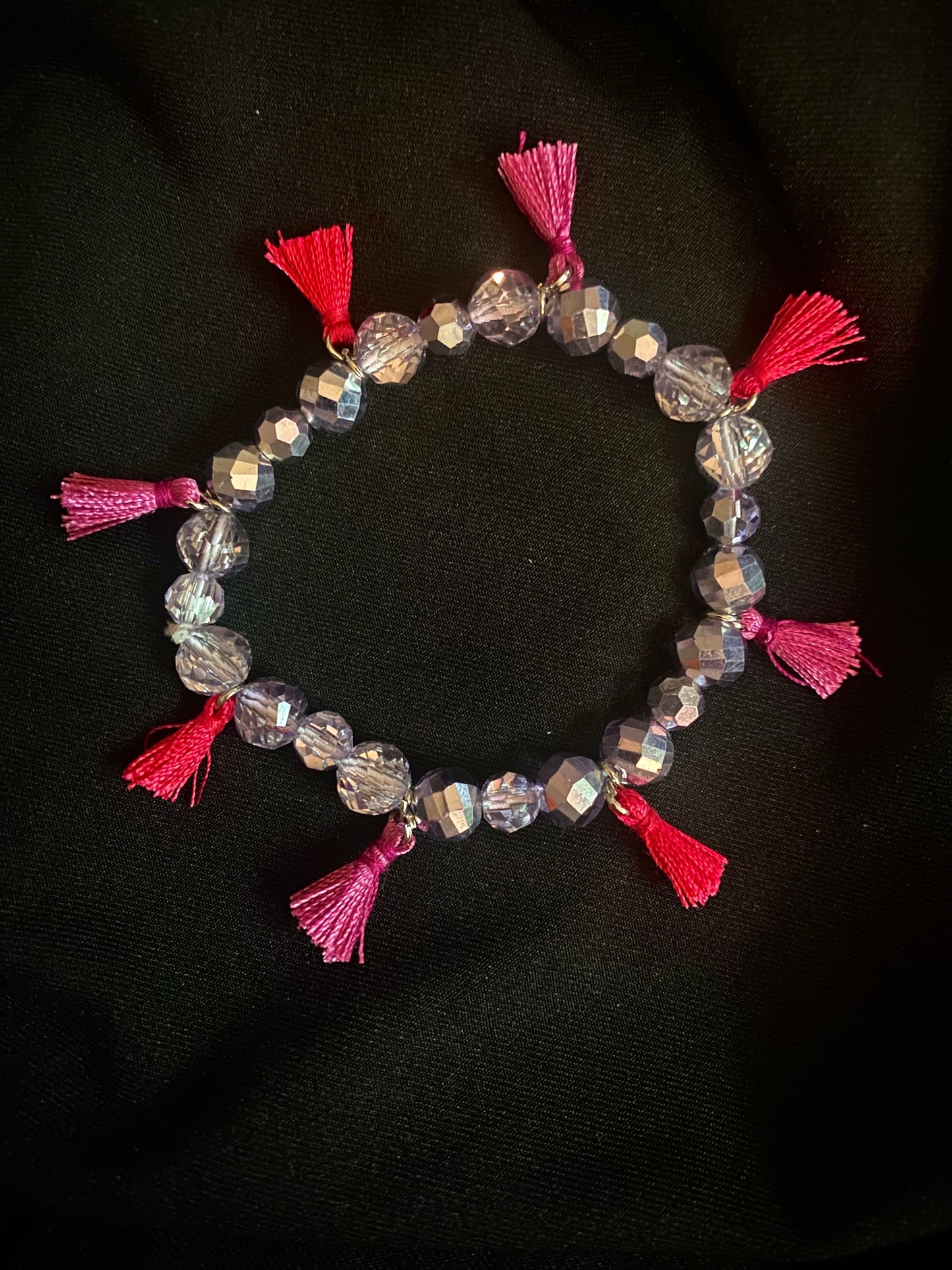 Reds and Purples Tassel Bracelet