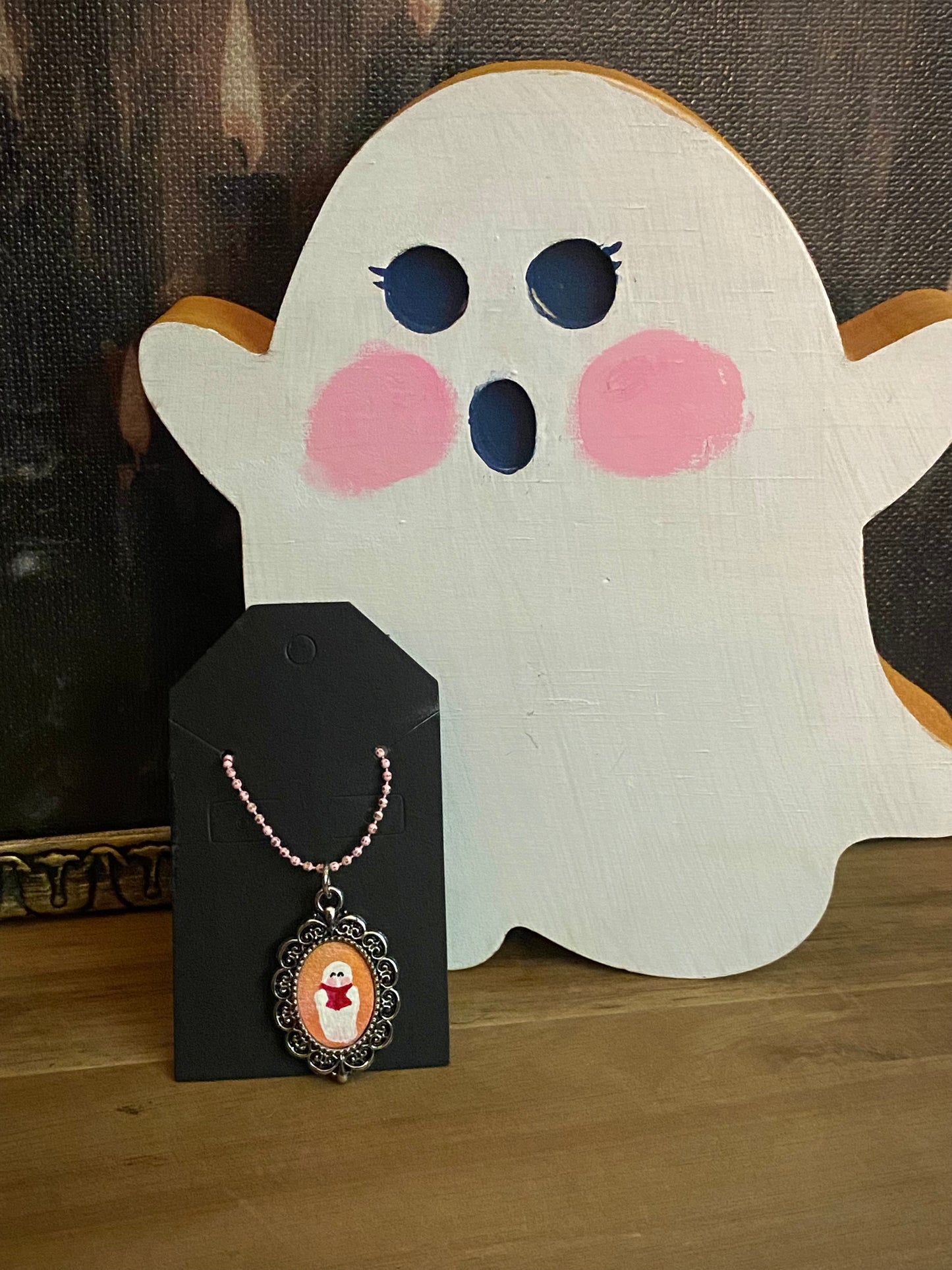 Coral Reading Ghostie Necklace
