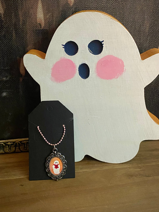 Coral Reading Ghostie Necklace