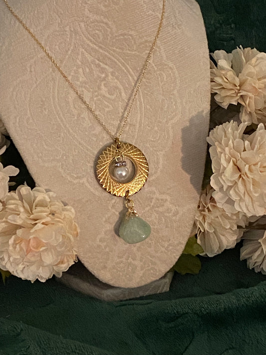 Circle Stone-Drop Necklace