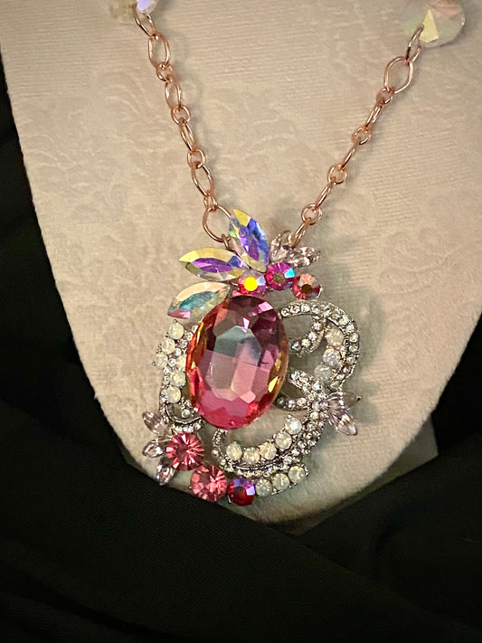 Large Pink Pendant Necklace