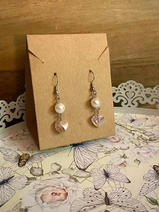 Silver, Pearl, and Pink Earrings