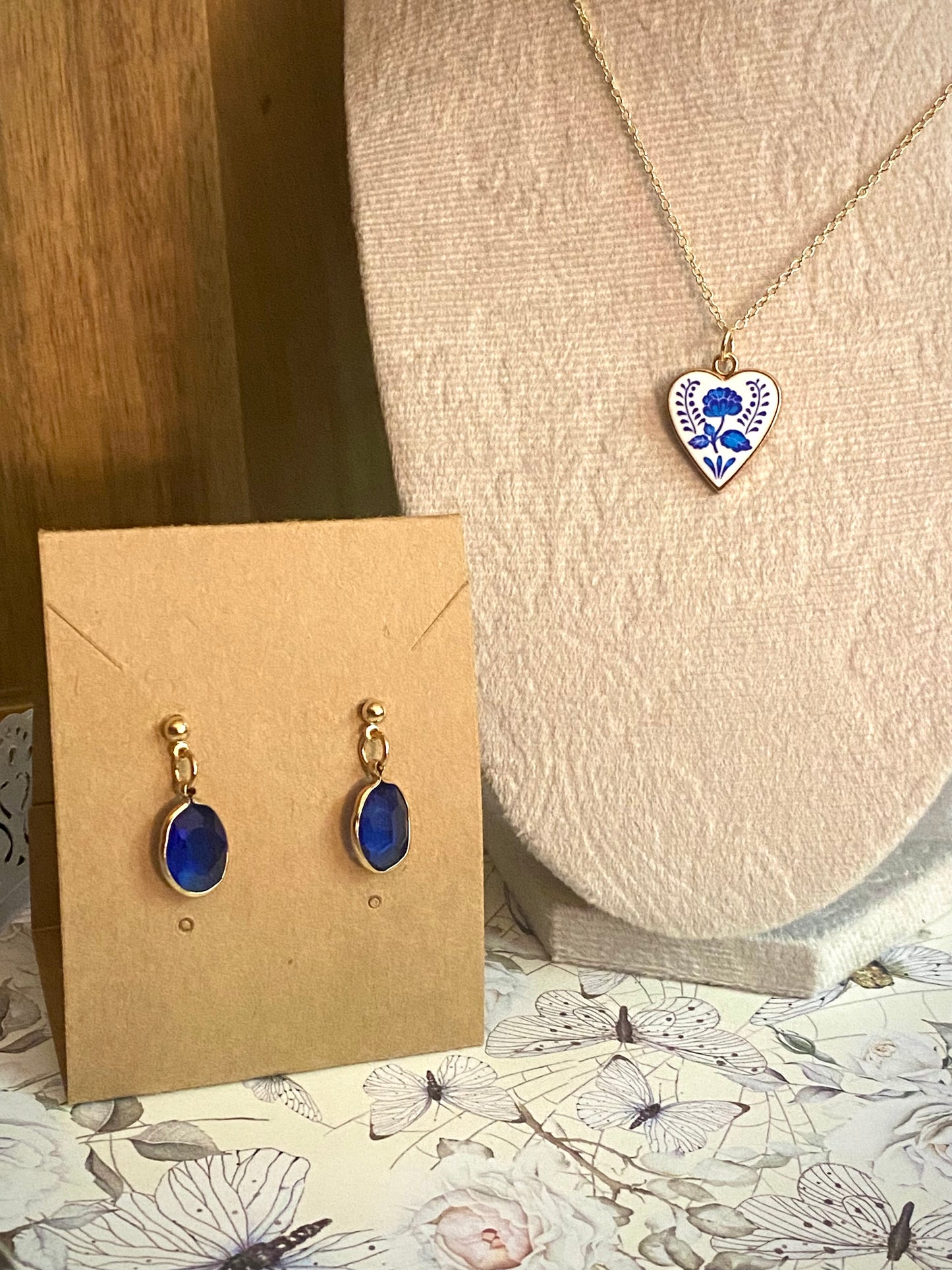 Blue Porcelain Heart Set