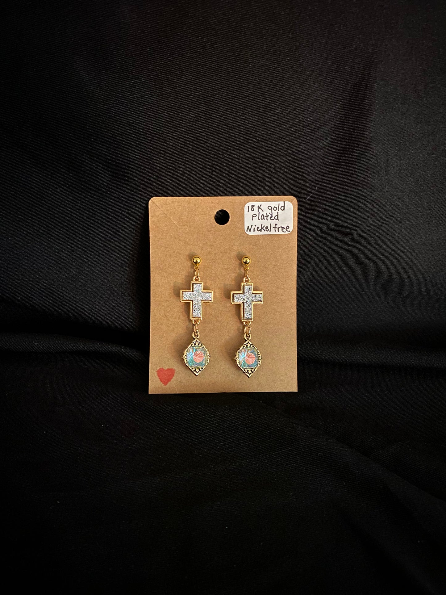 Iridescent Cross Earrings