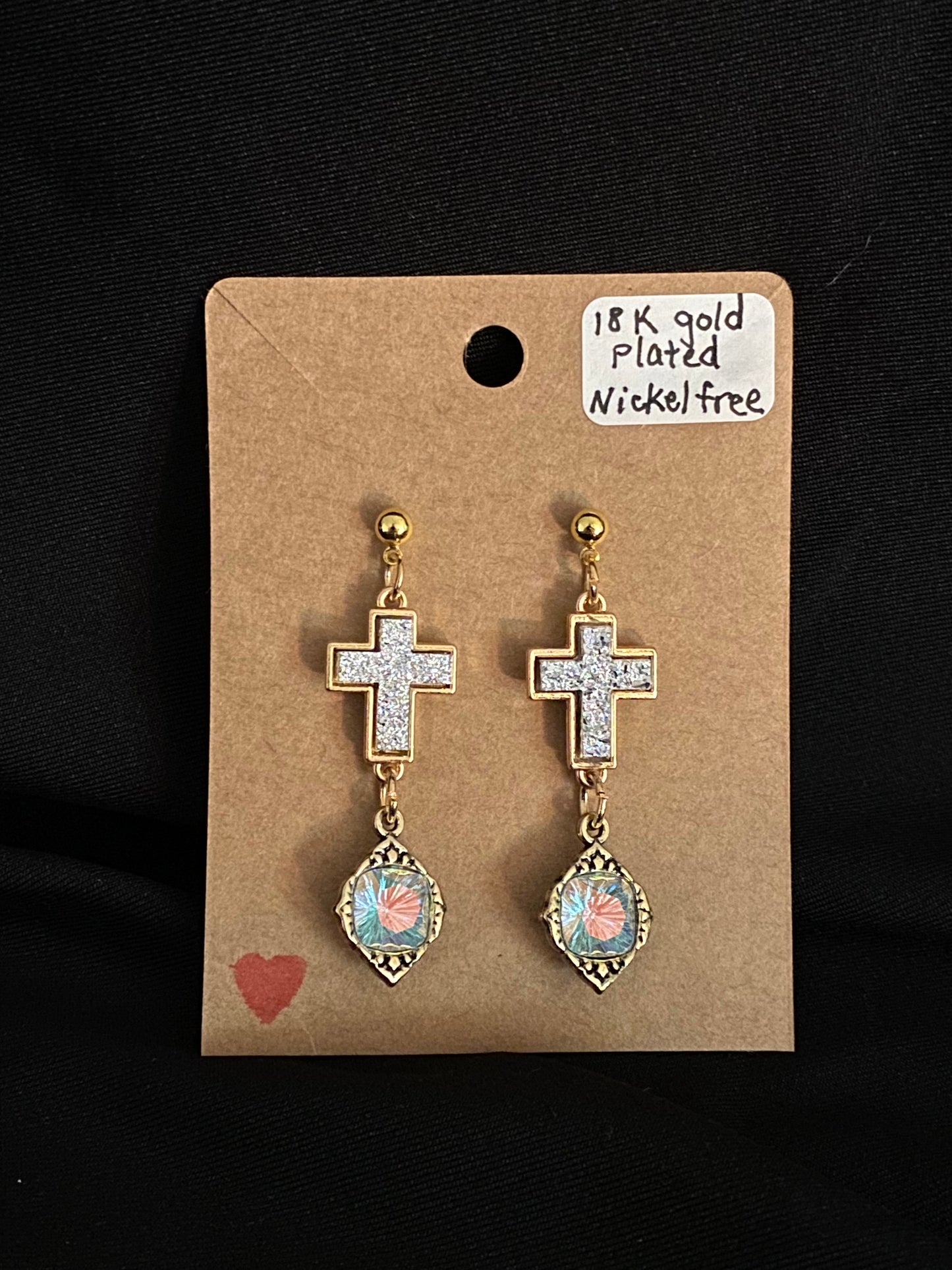 Iridescent Cross Earrings