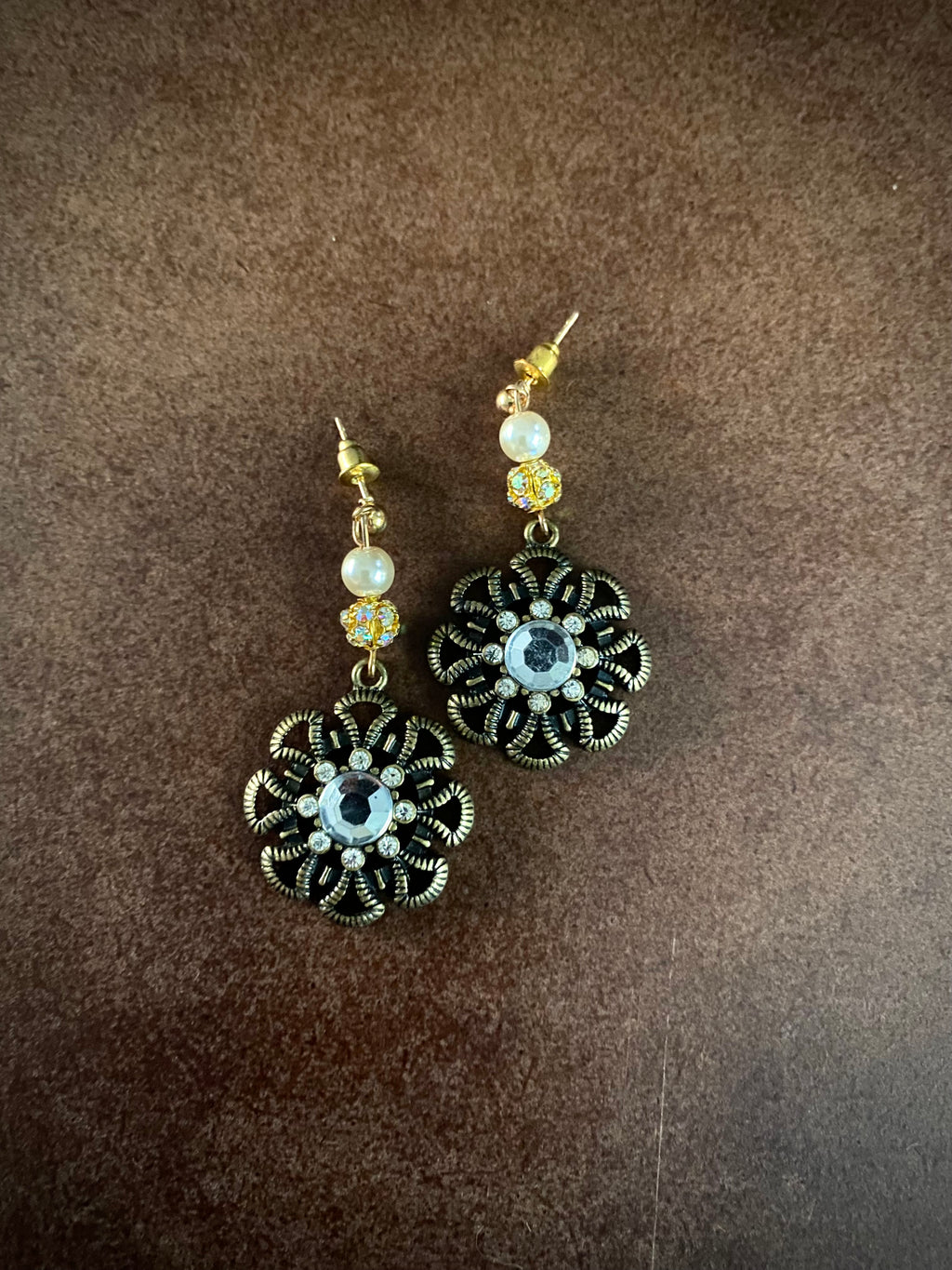 Brass Flower Earrings