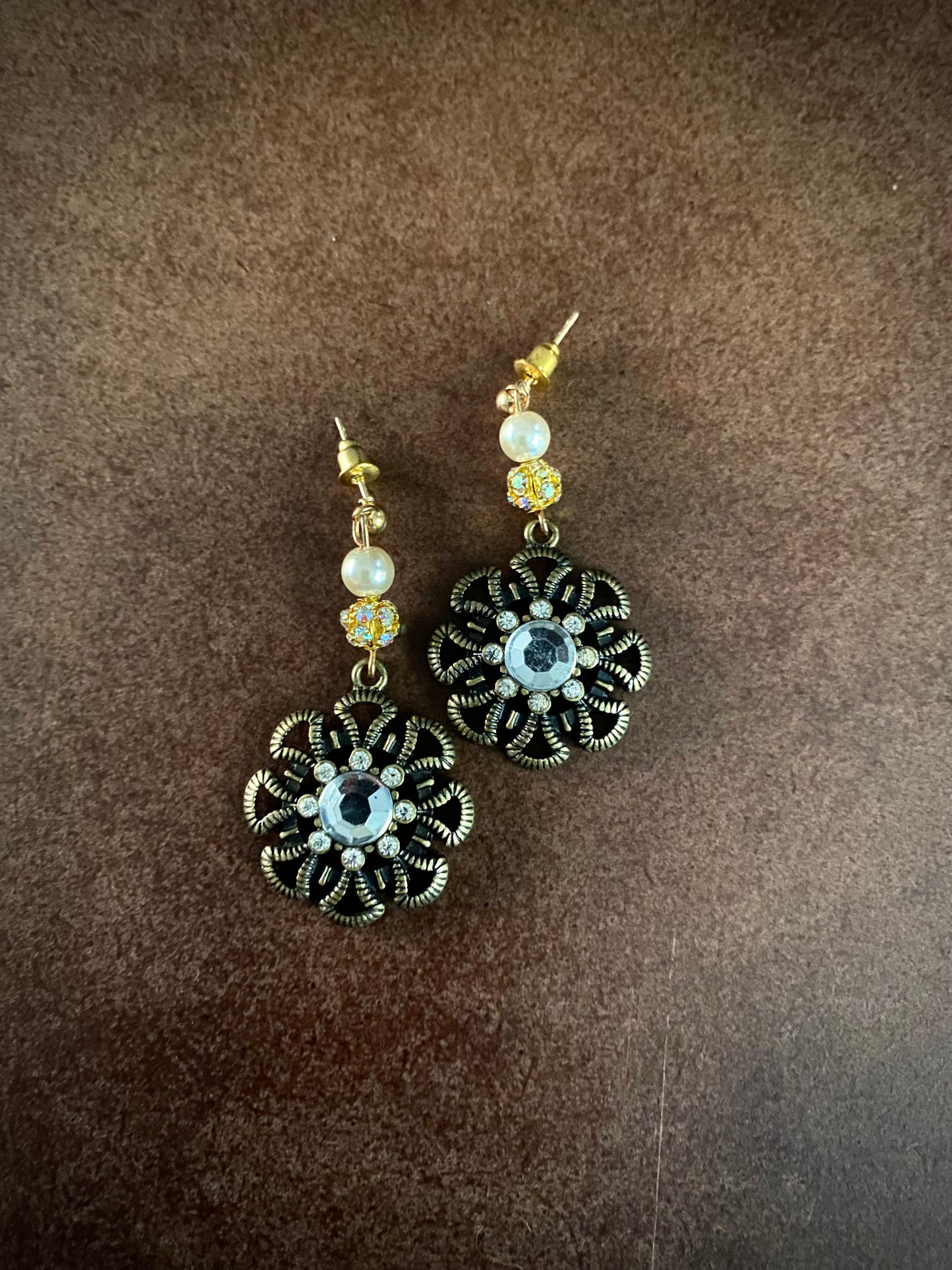 Brass Flower Earrings