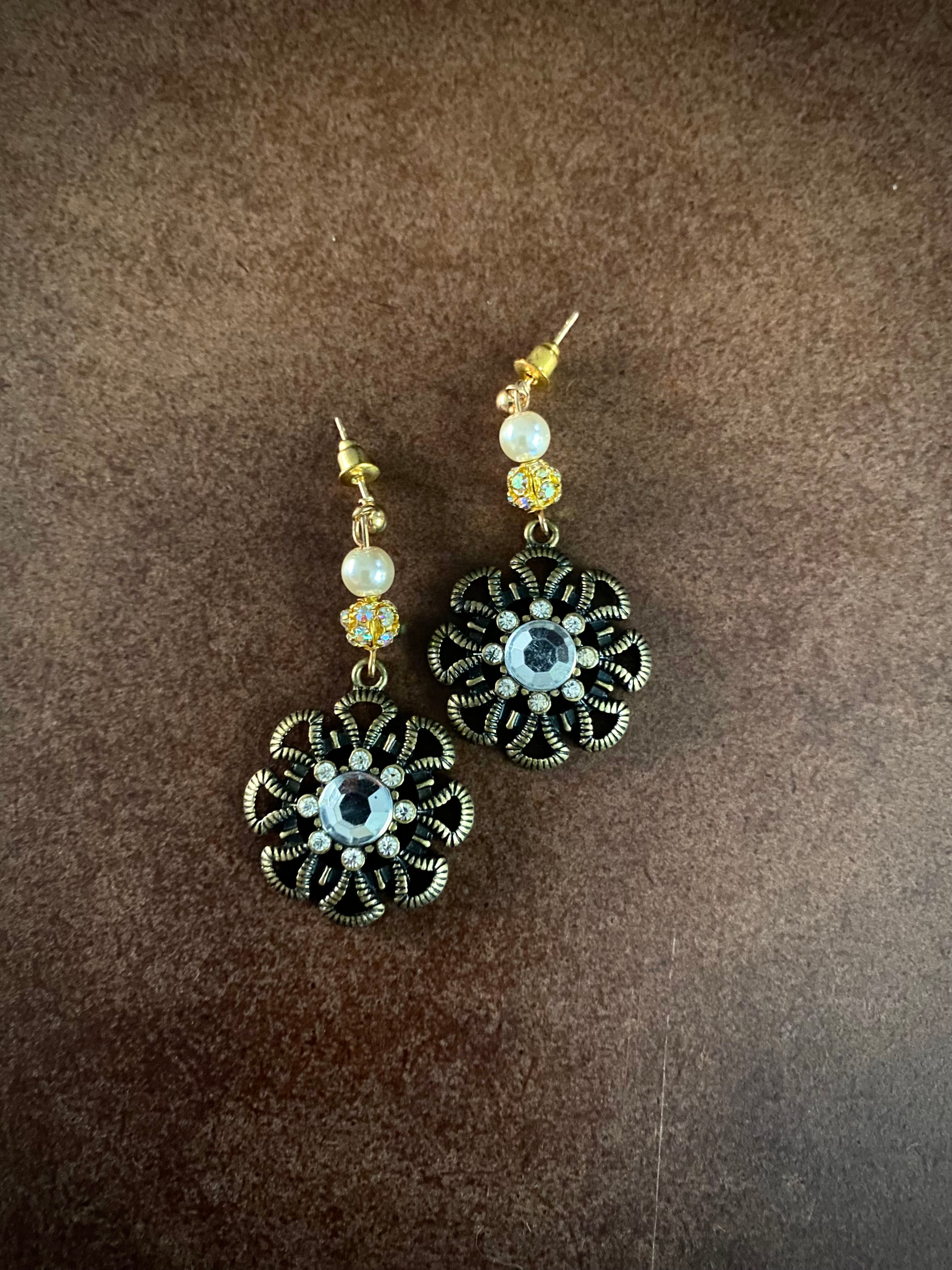Brass Flower Earrings
