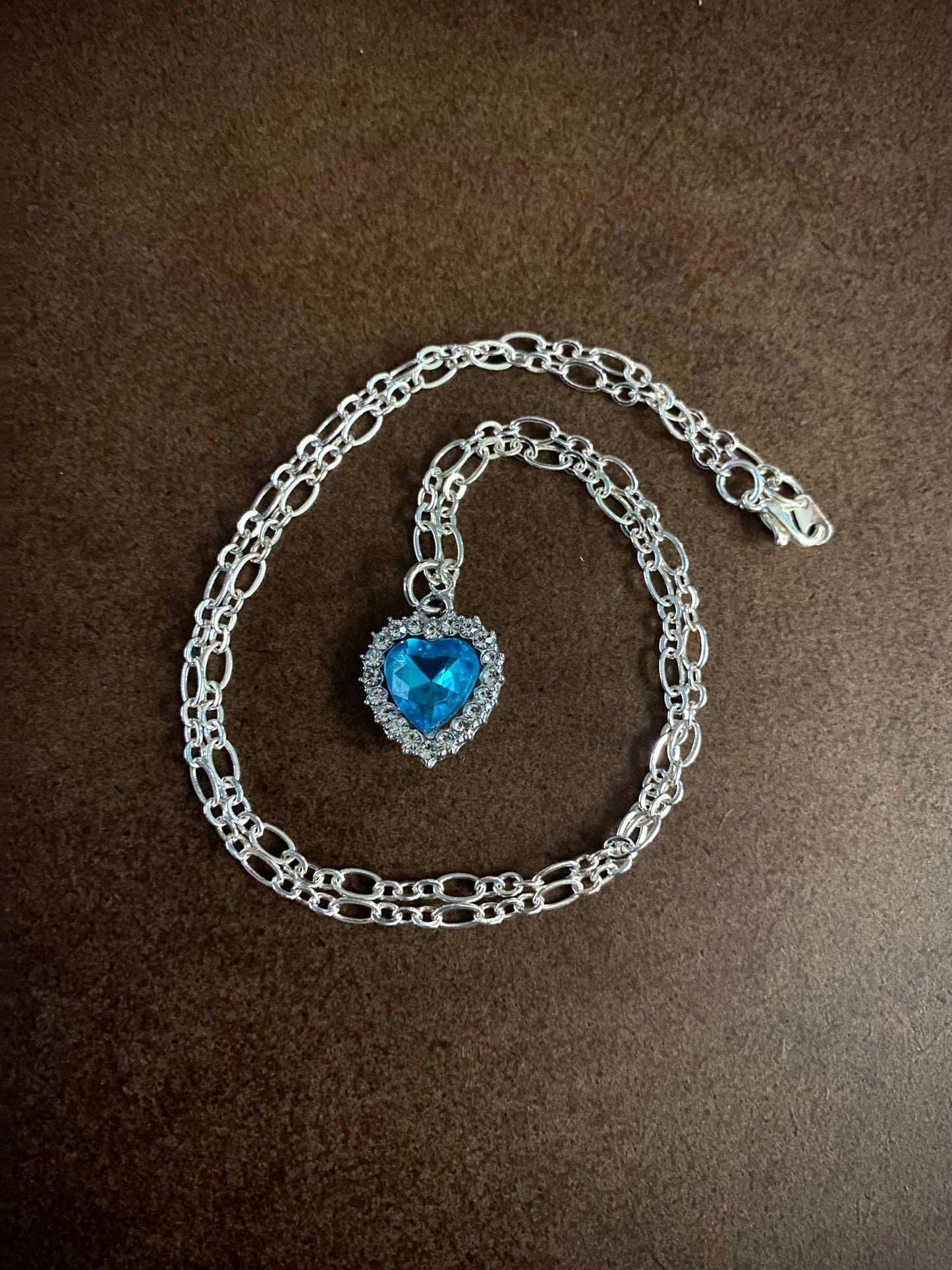 Teal Sparkle Heart Necklace