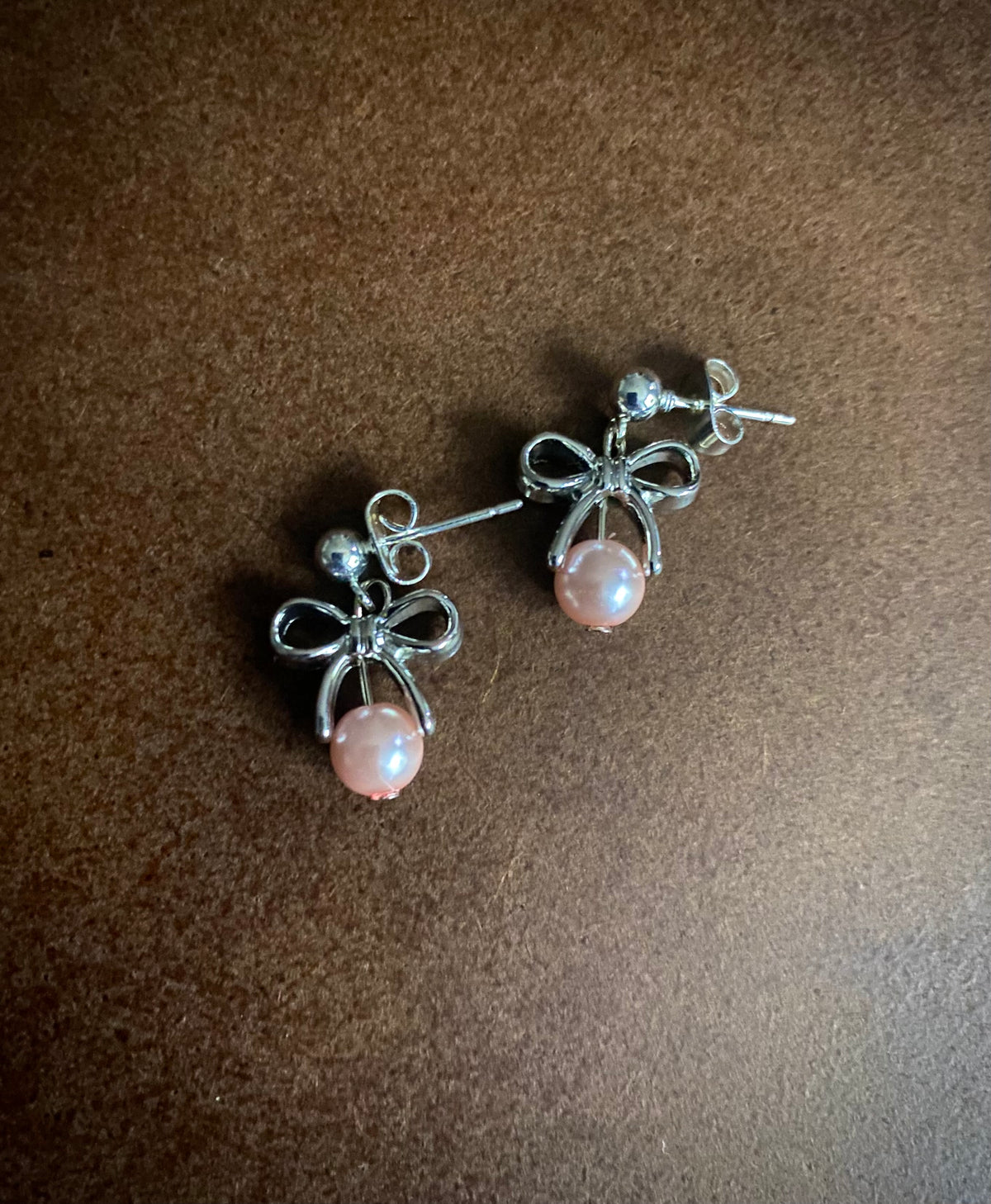 Pink Bow Set Silver
