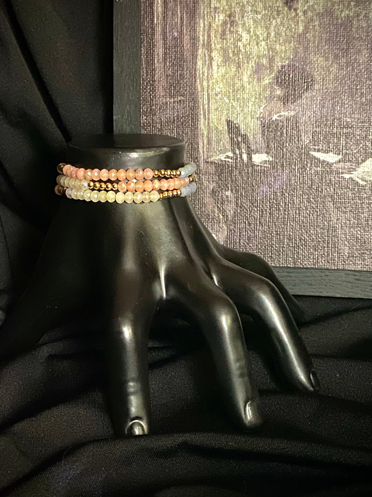 Small Blue, Pink, White Bracelet Stack