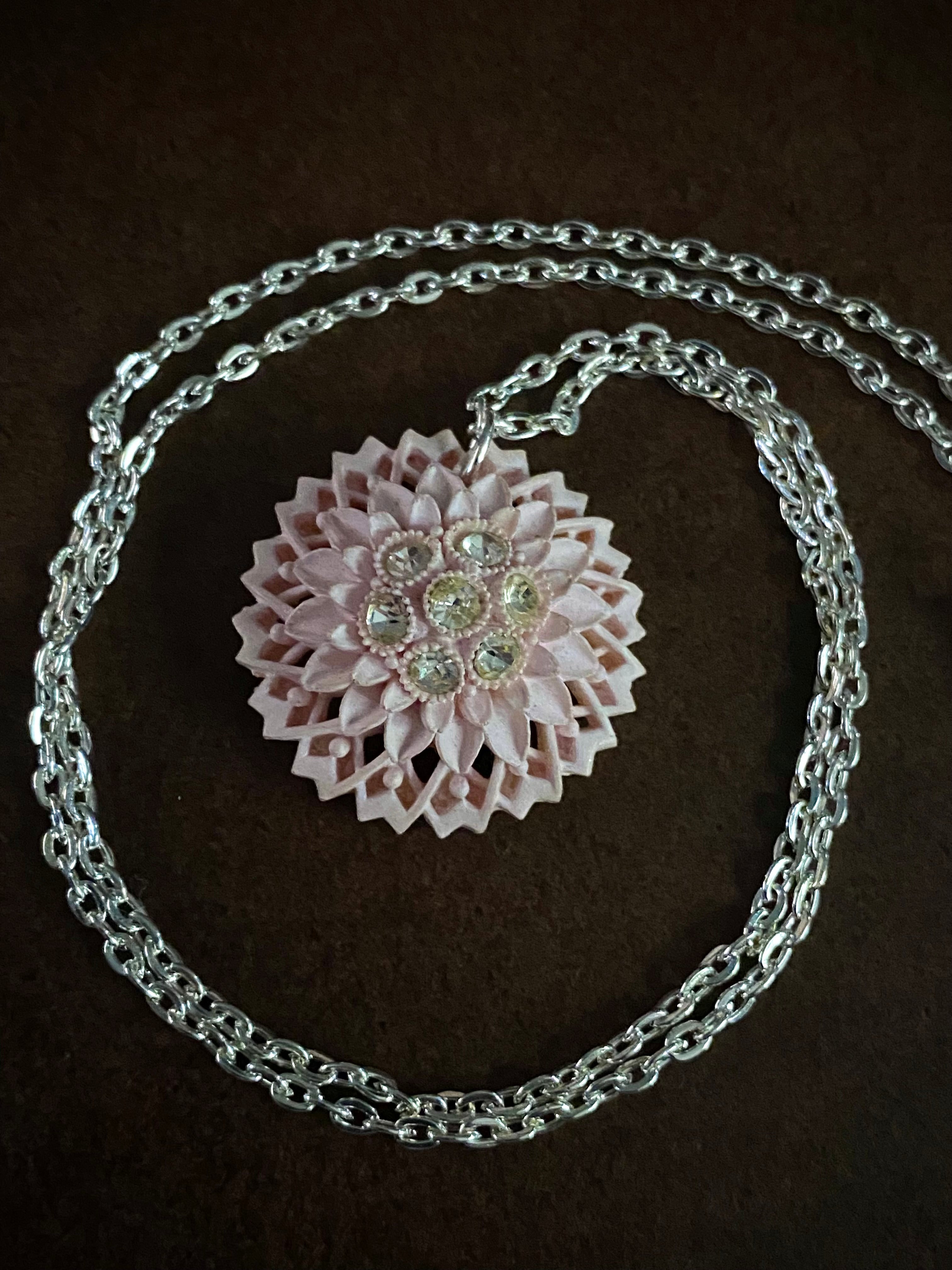 Pale Pink Pendant on Silver Chain