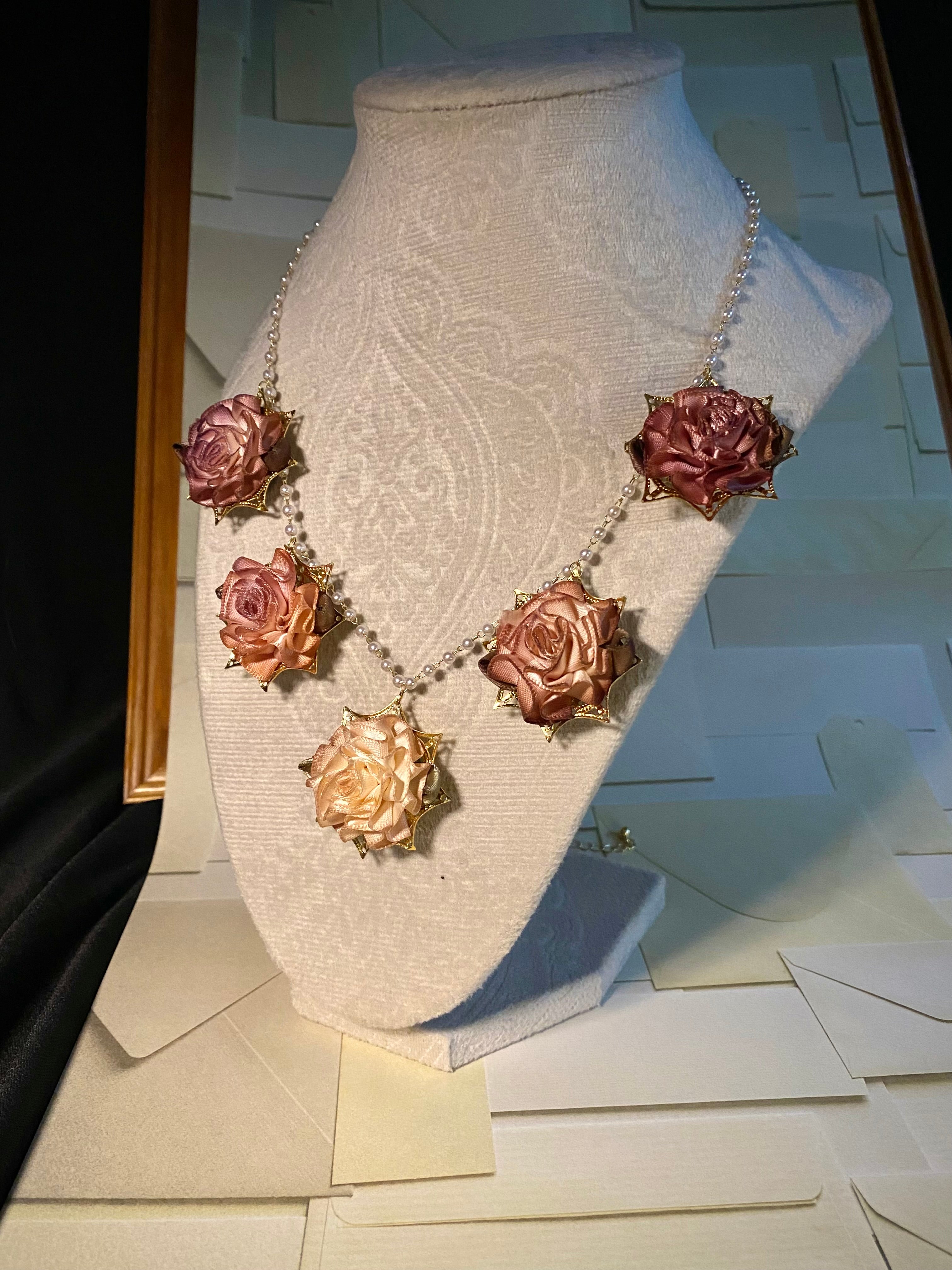 Fabric Roses and Pearls