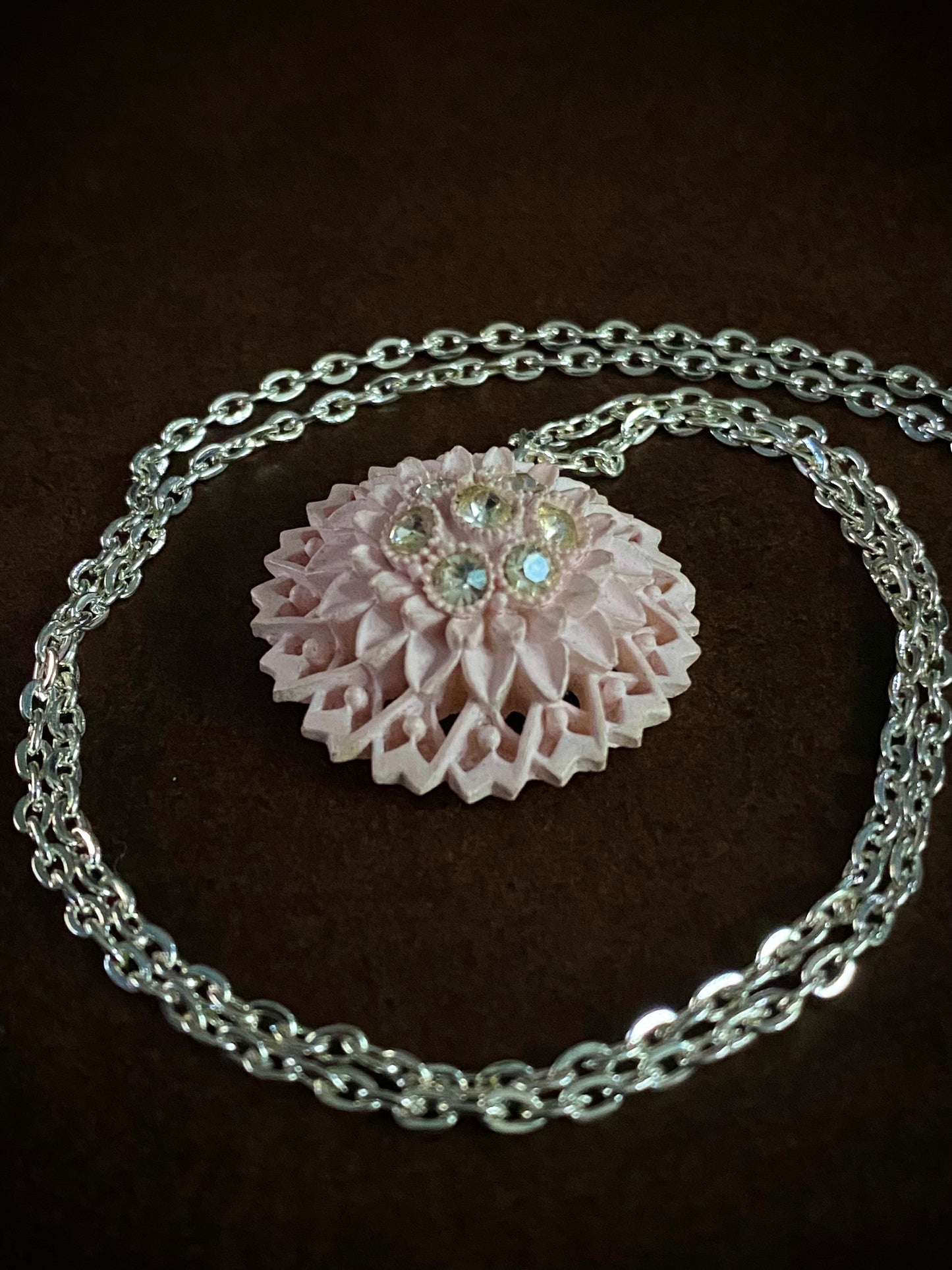 Pale Pink Pendant on Silver Chain