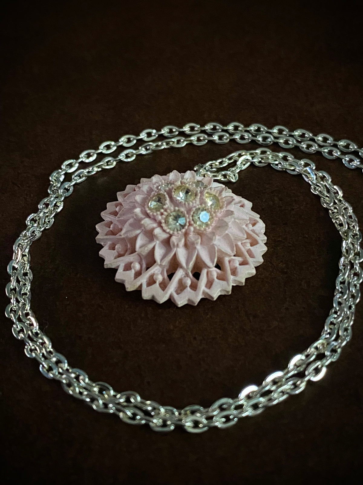 Pale Pink Pendant on Silver Chain