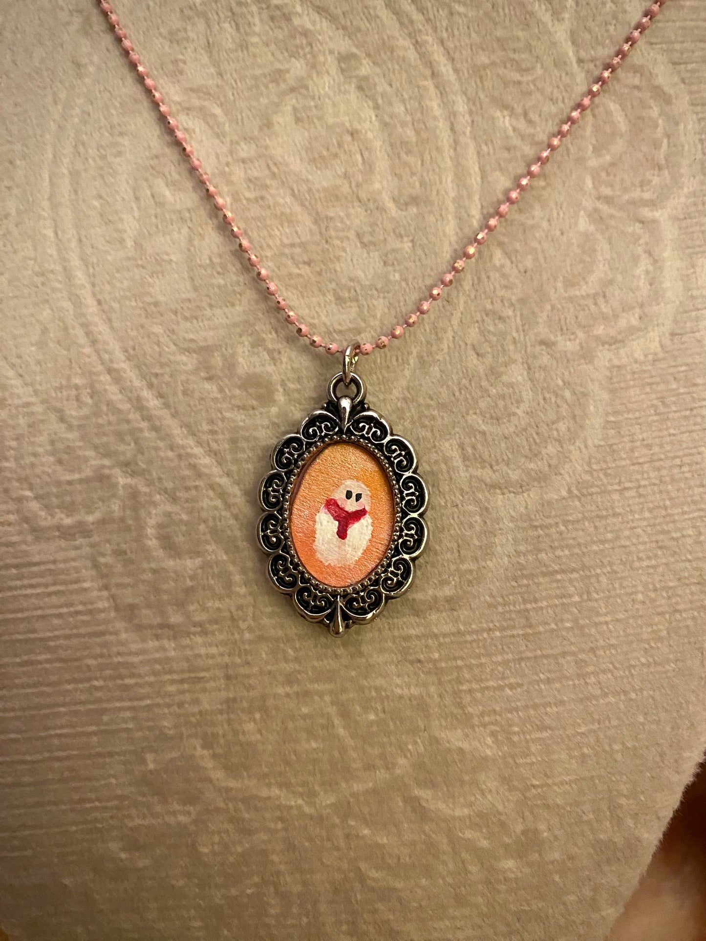 Coral Reading Ghostie Necklace