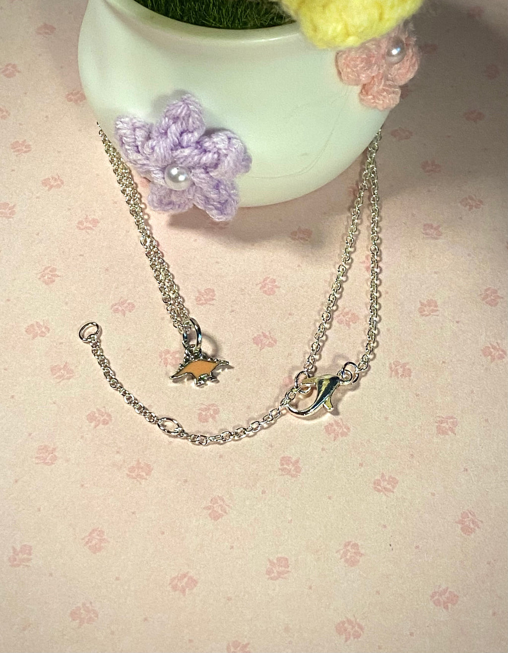 Silver Stegosaurus Necklace
