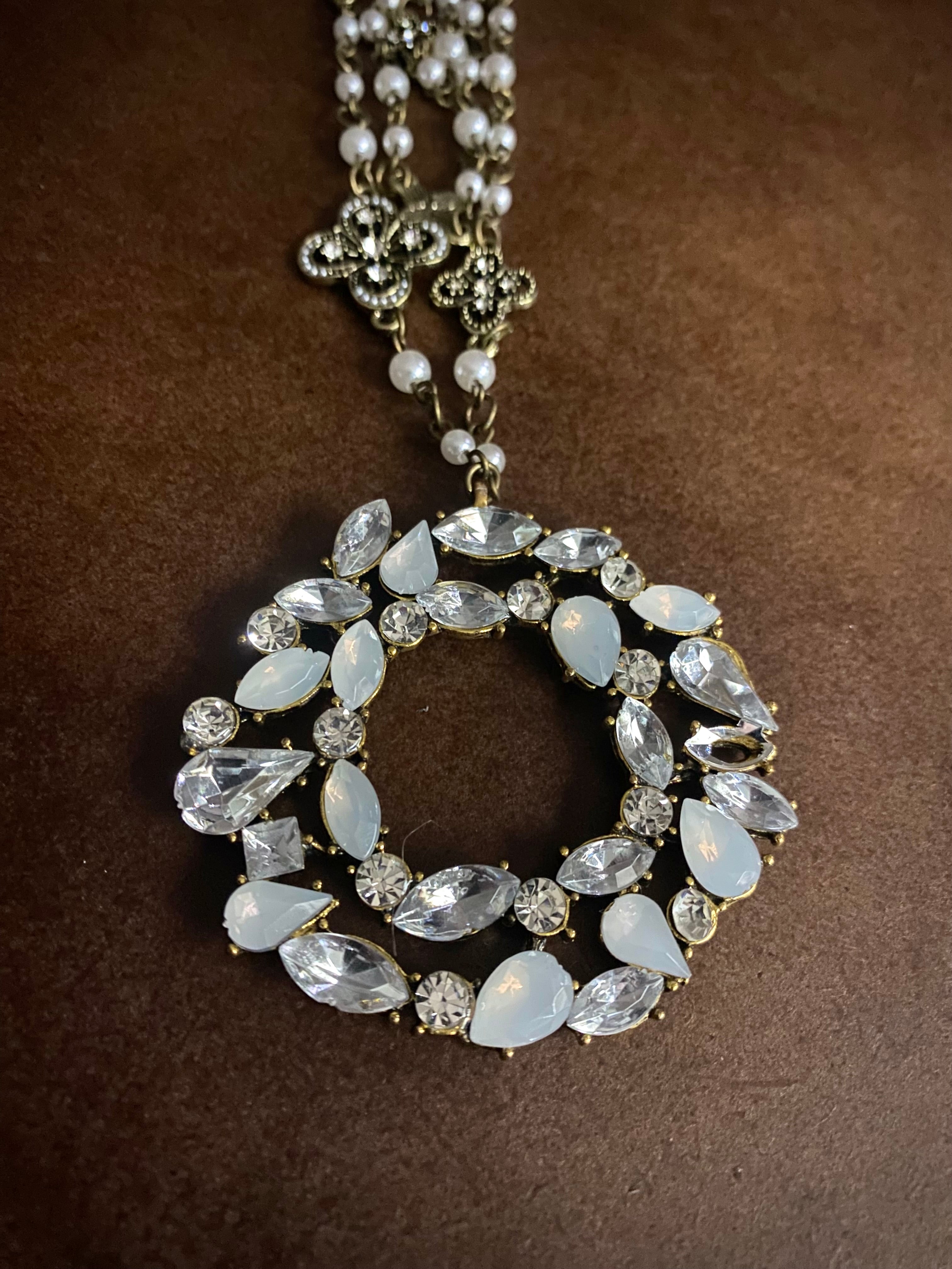 Large Sparkle Pendant Layered Necklace