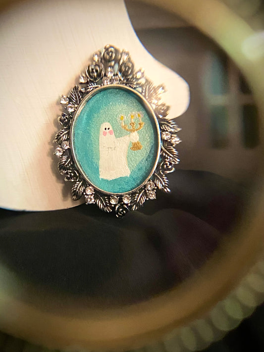 Ghost with Candles Brooch