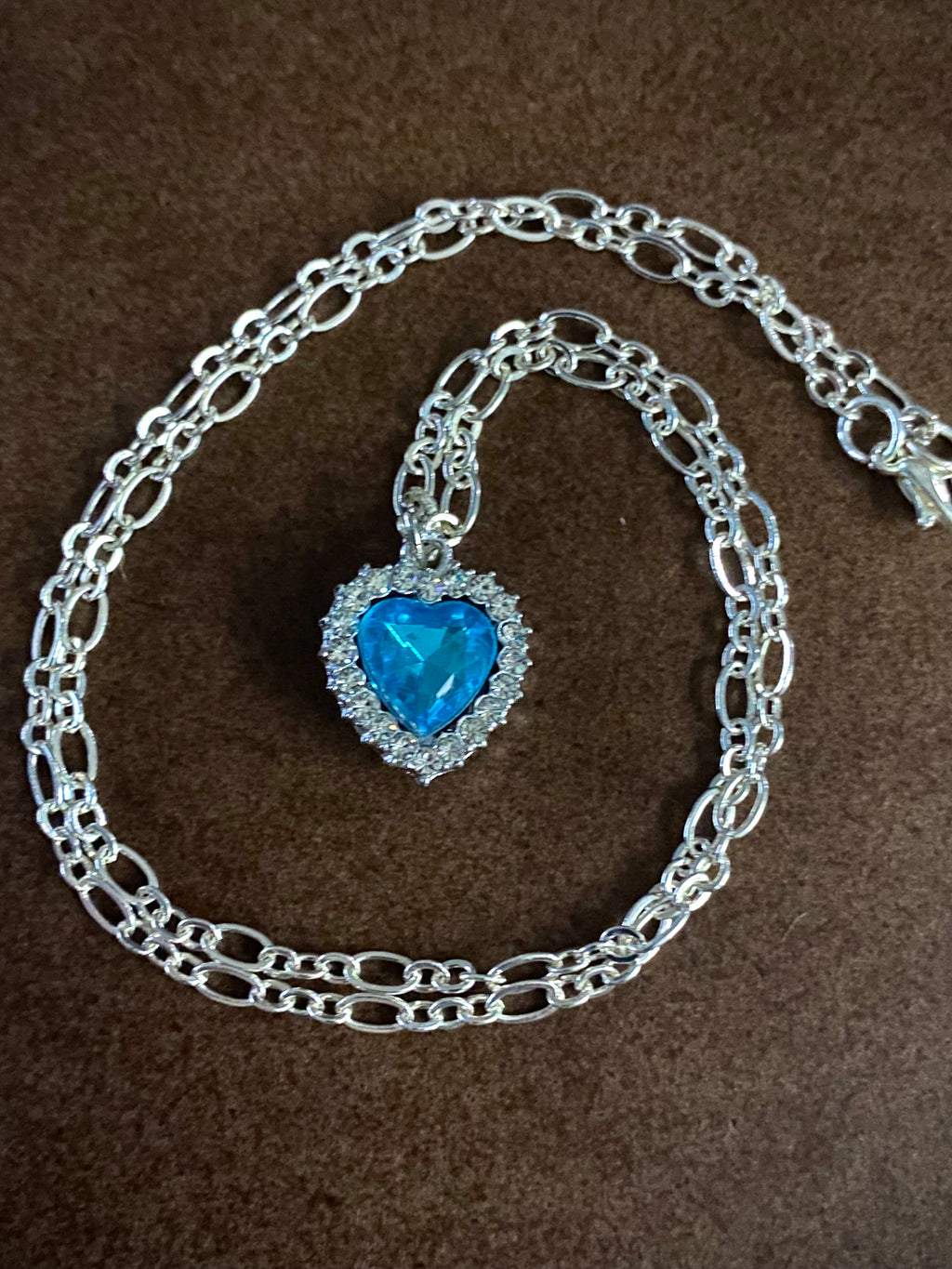 Teal Sparkle Heart Necklace