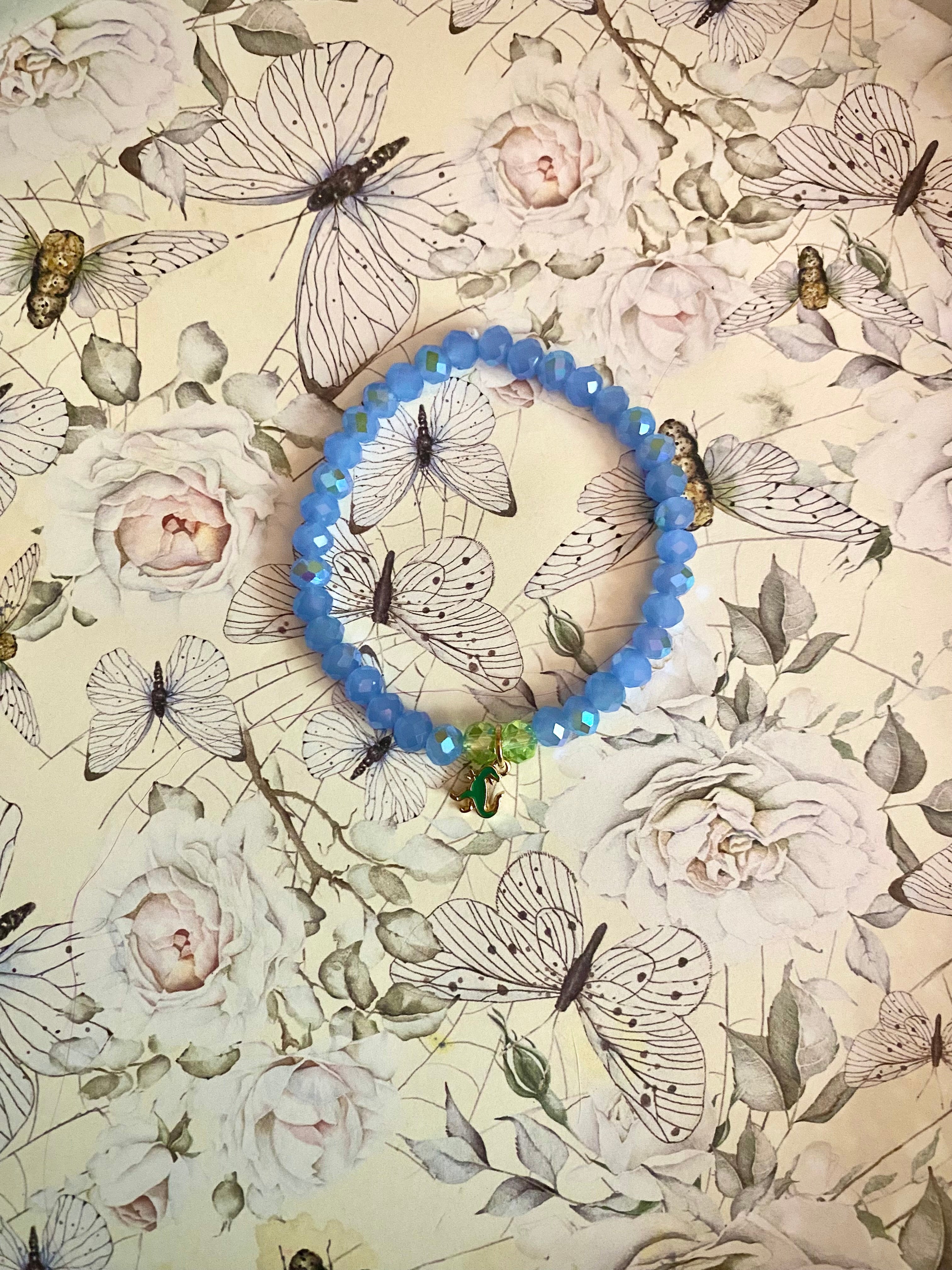 Blue and Green TRex Charm Bracelet