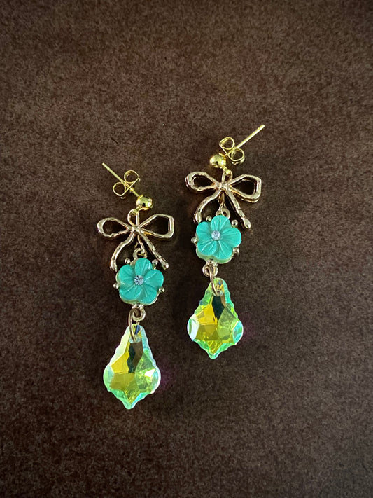 Green Bow Earrings