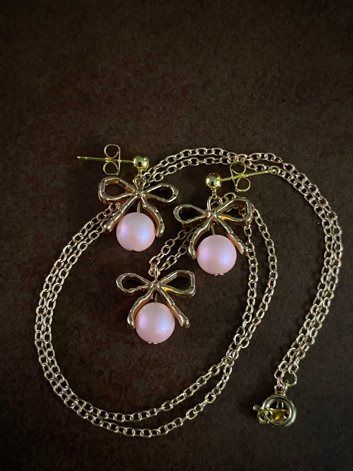 Gold and Pink Bow Set