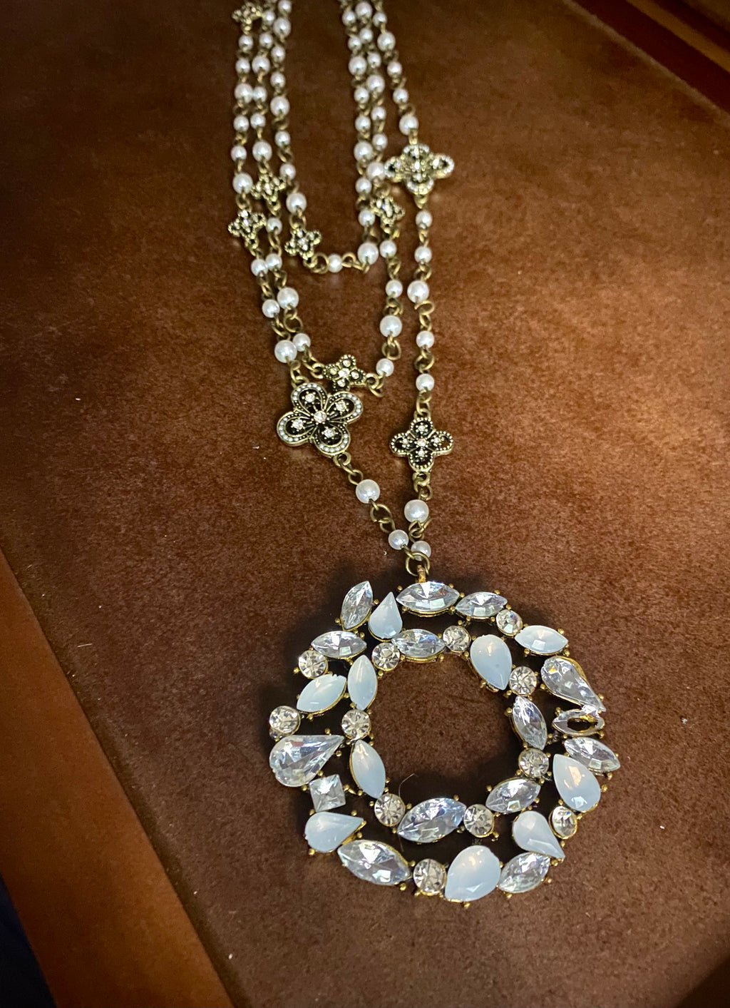 Large Sparkle Pendant Layered Necklace