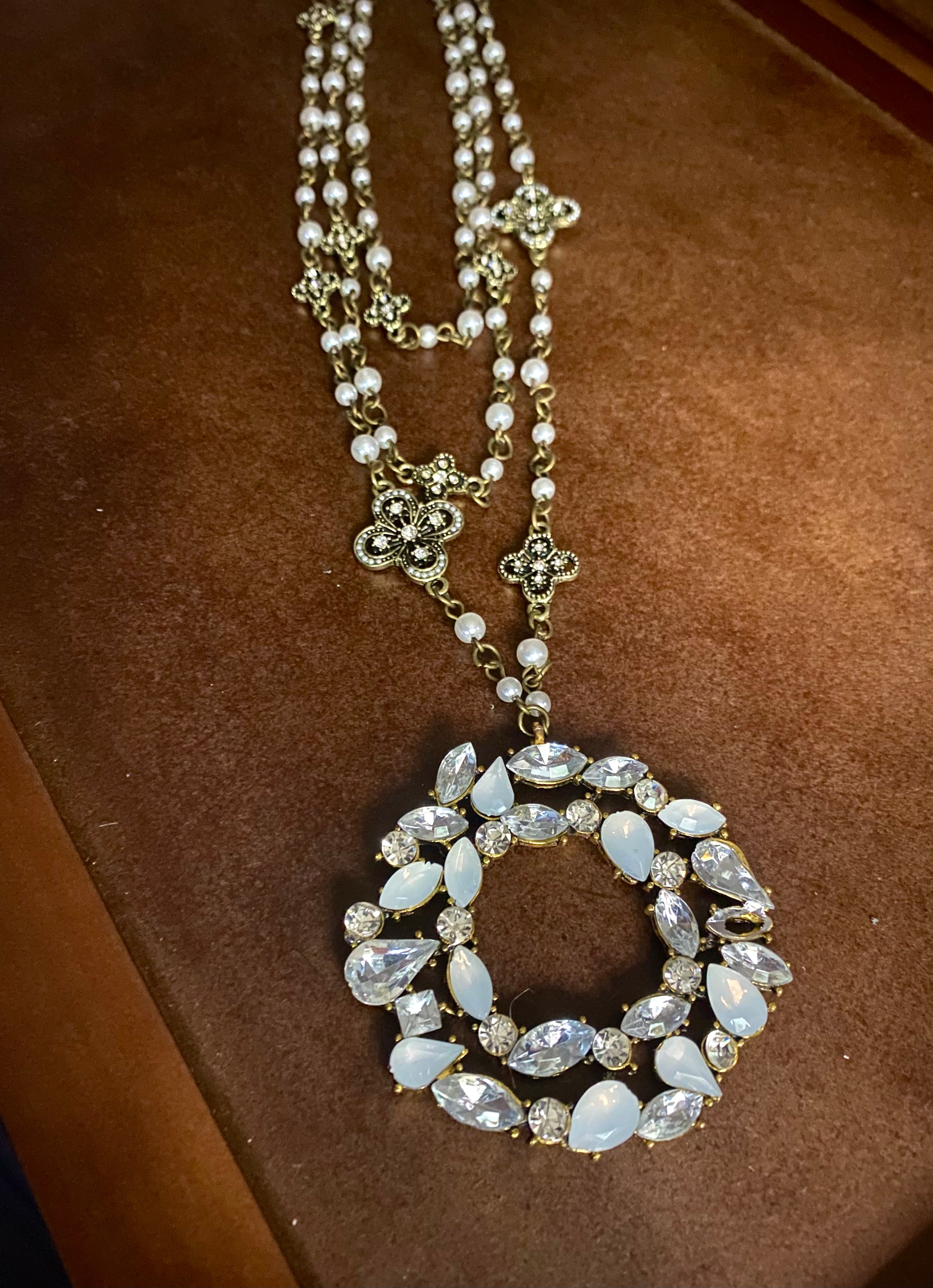 Large Sparkle Pendant Layered Necklace