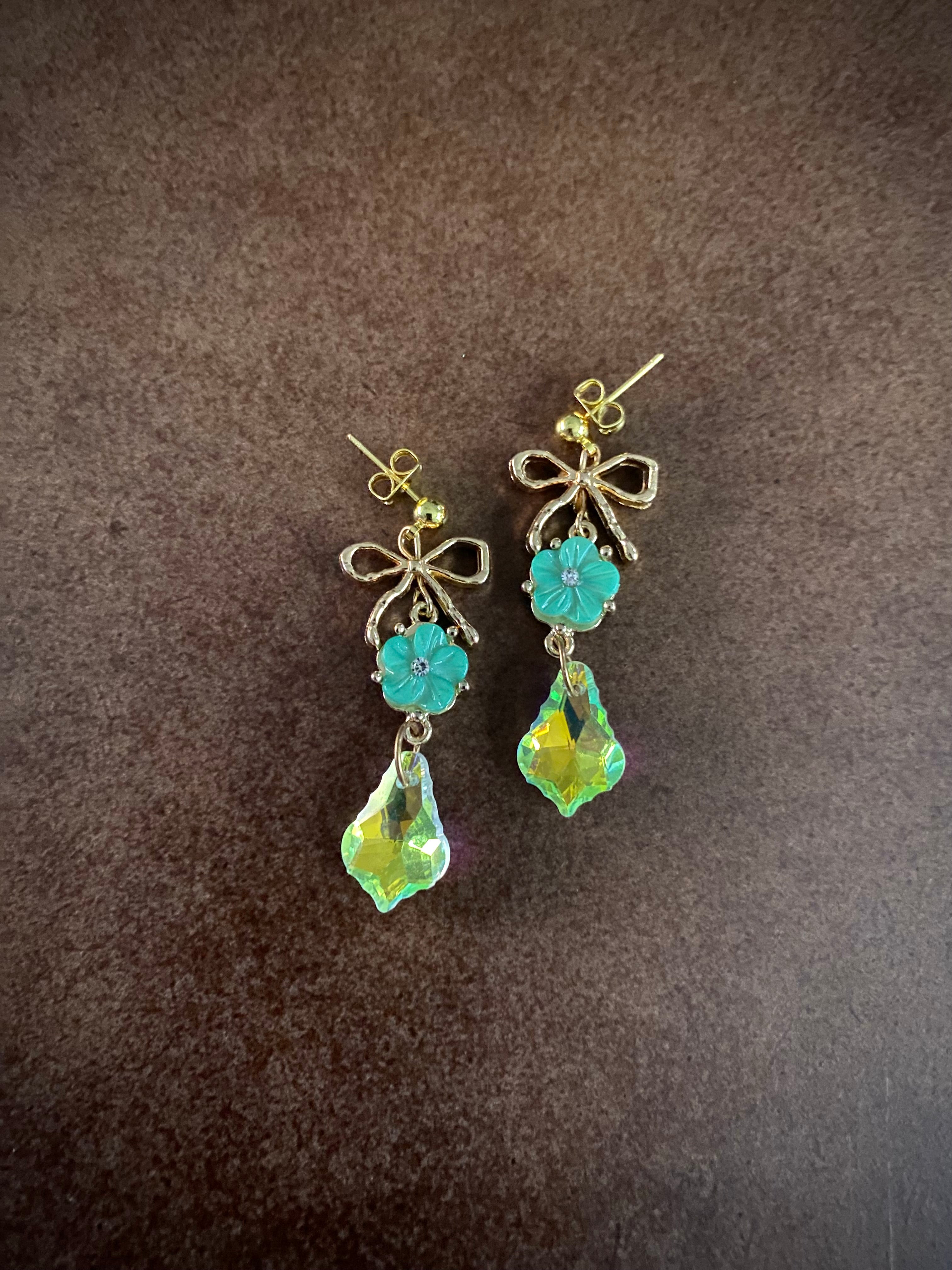 Green Bow Earrings