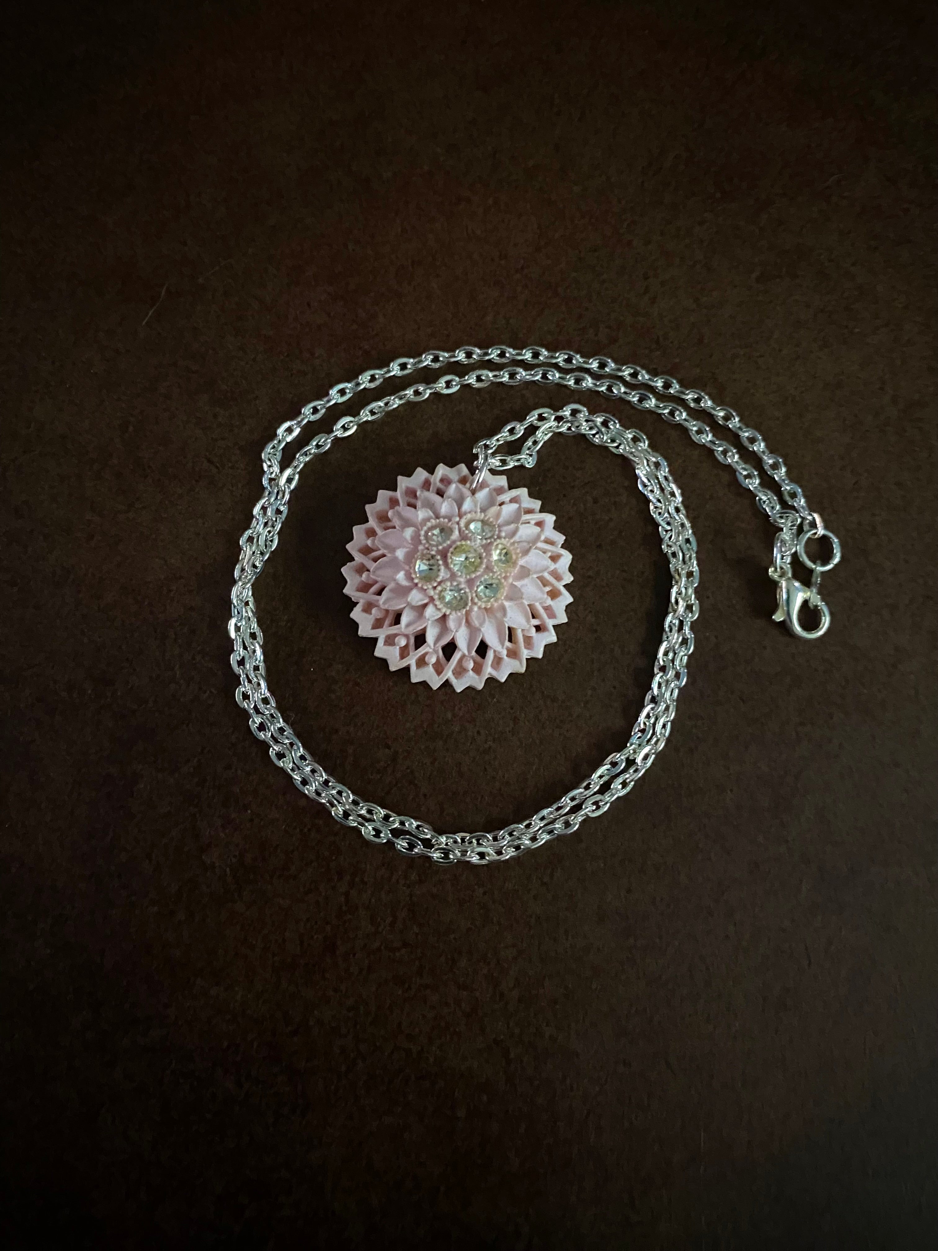 Pale Pink Pendant on Silver Chain