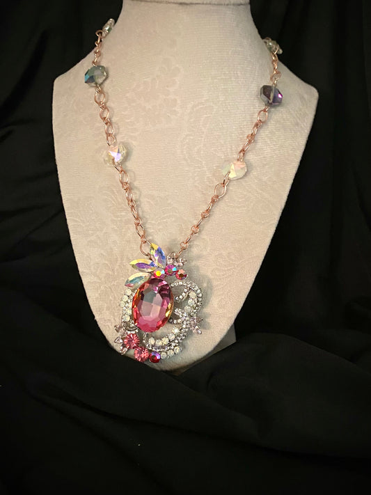 Large Pink Pendant Necklace