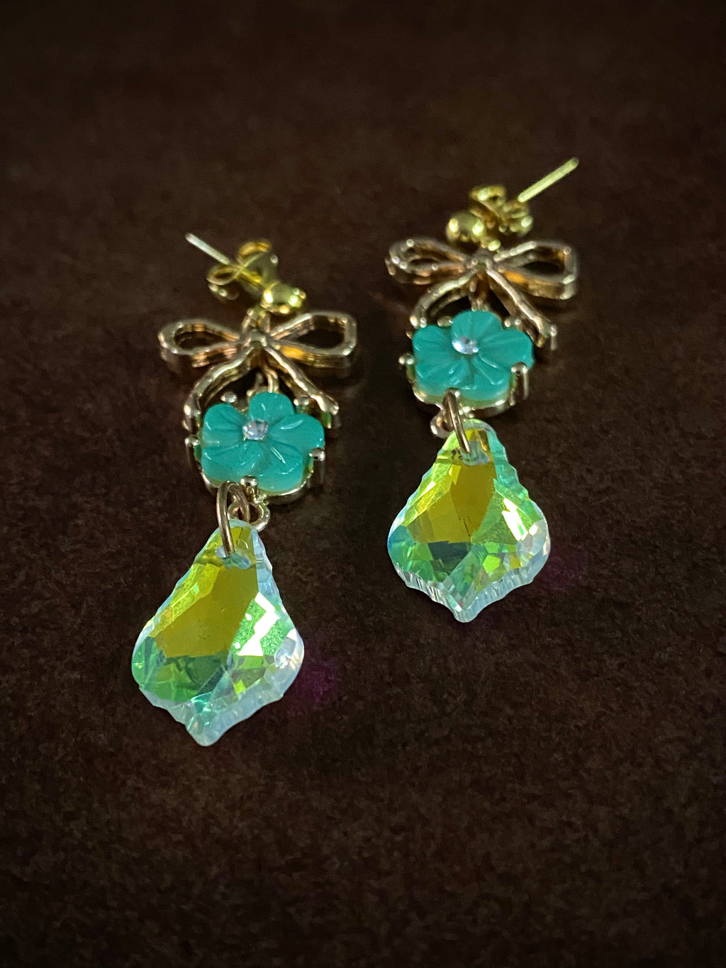 Green Bow Earrings