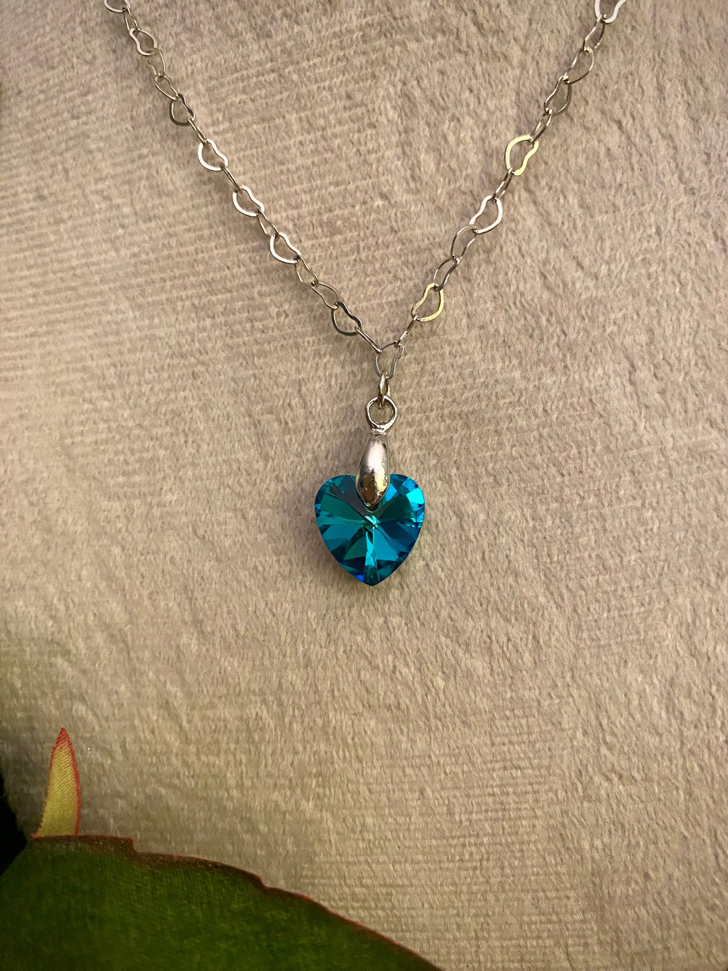 Blue Heart on Heart Chain