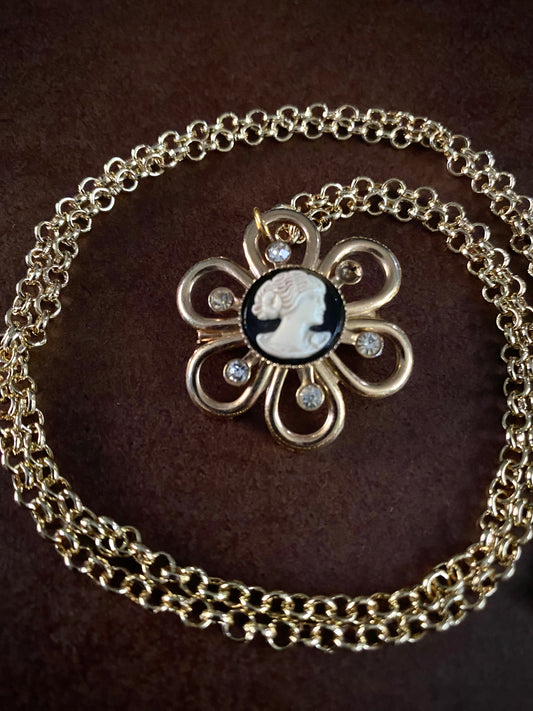 Small Cameo Flower Necklace