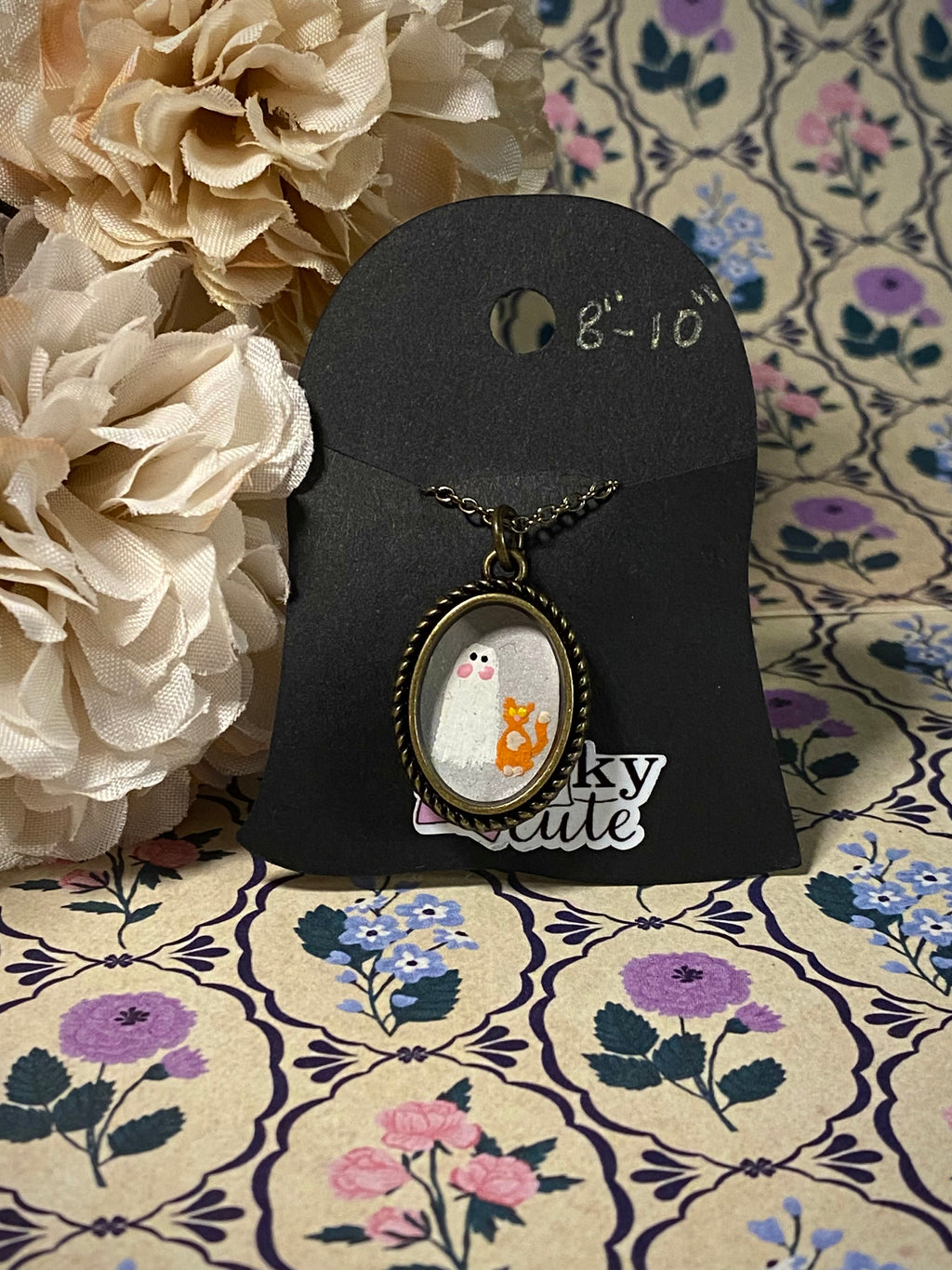 Ghost and Orange Cat Necklace