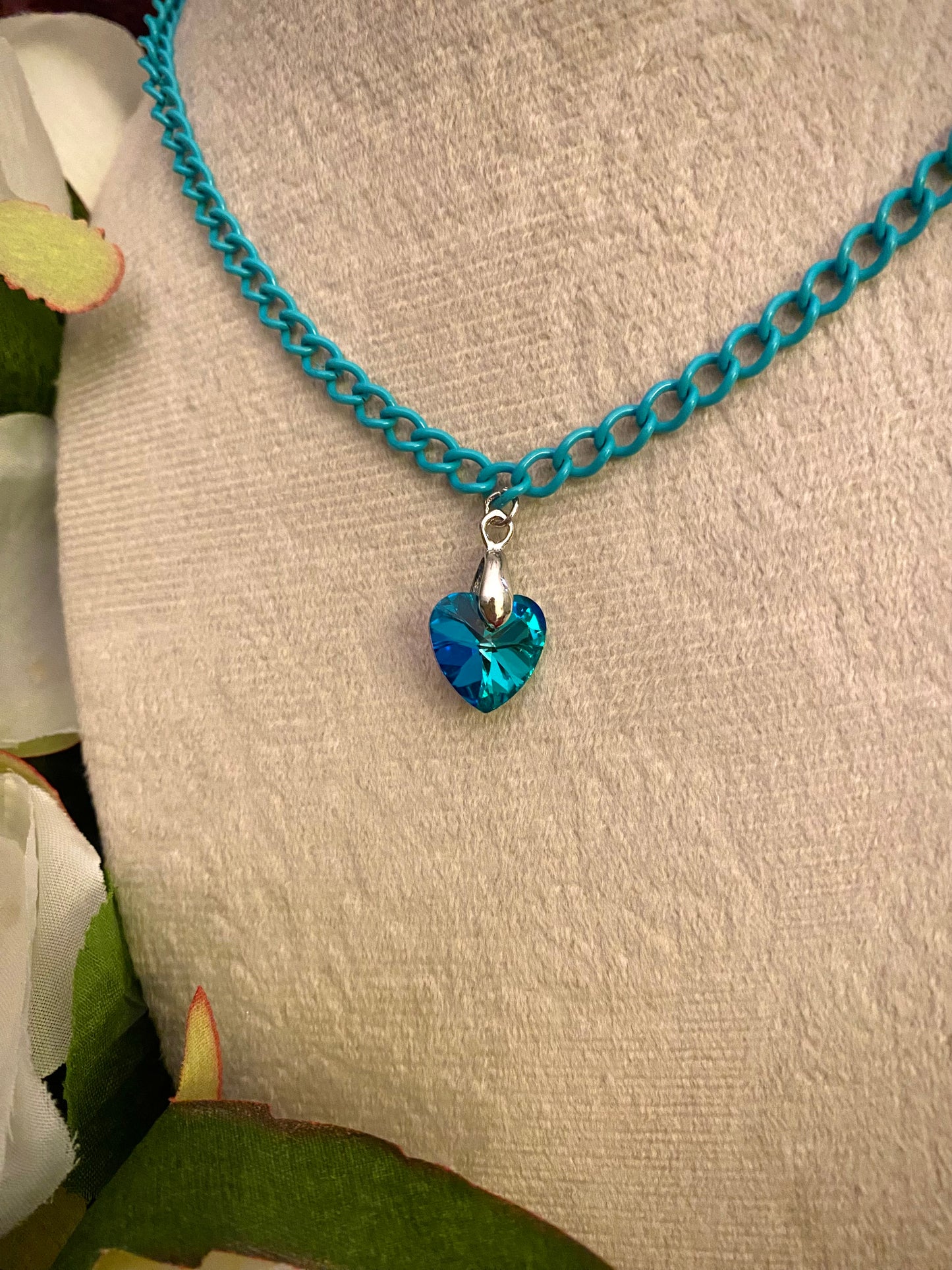 Blue Heart on Blue Chain