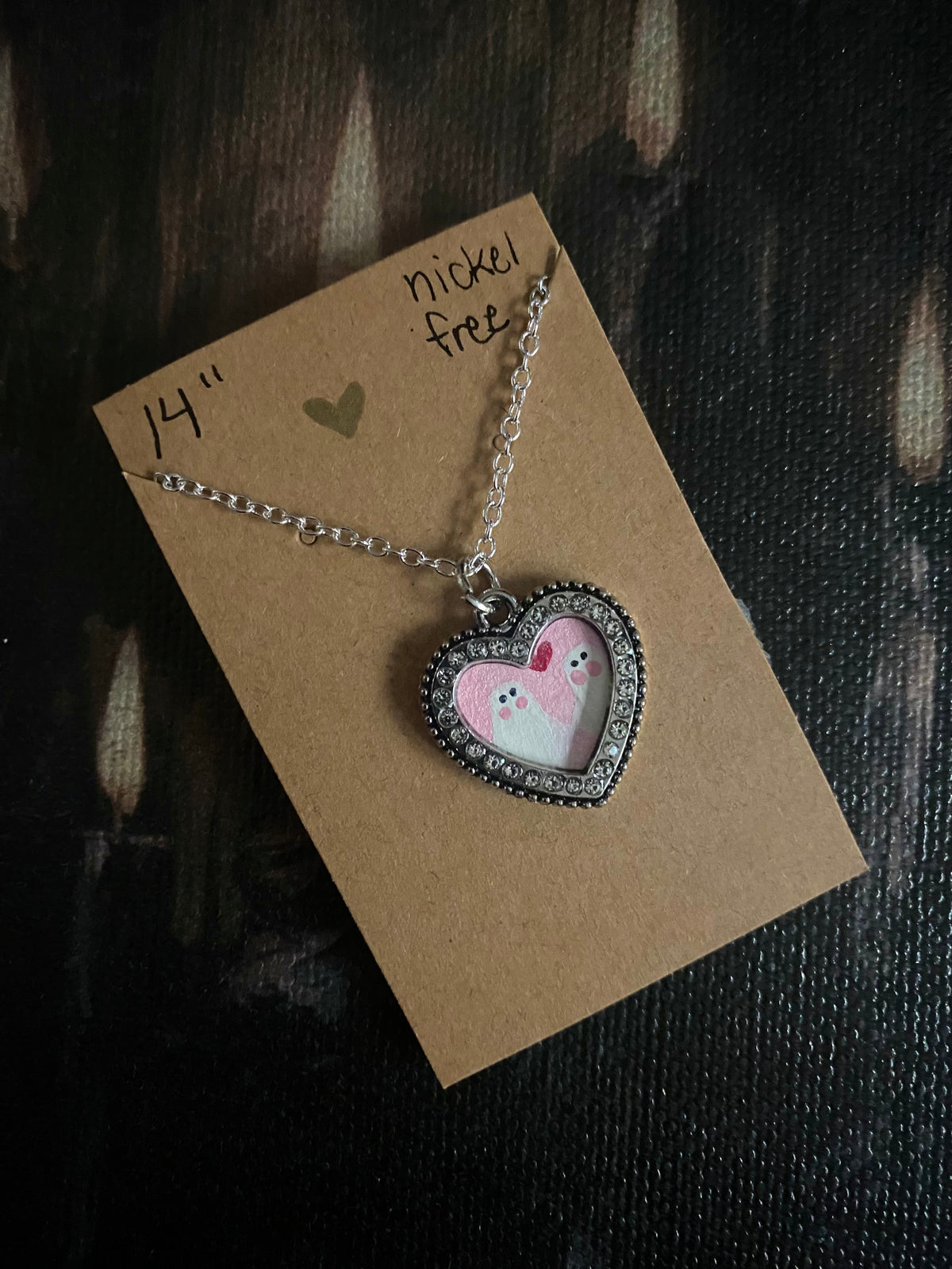 Ghost Couple Heart Necklace