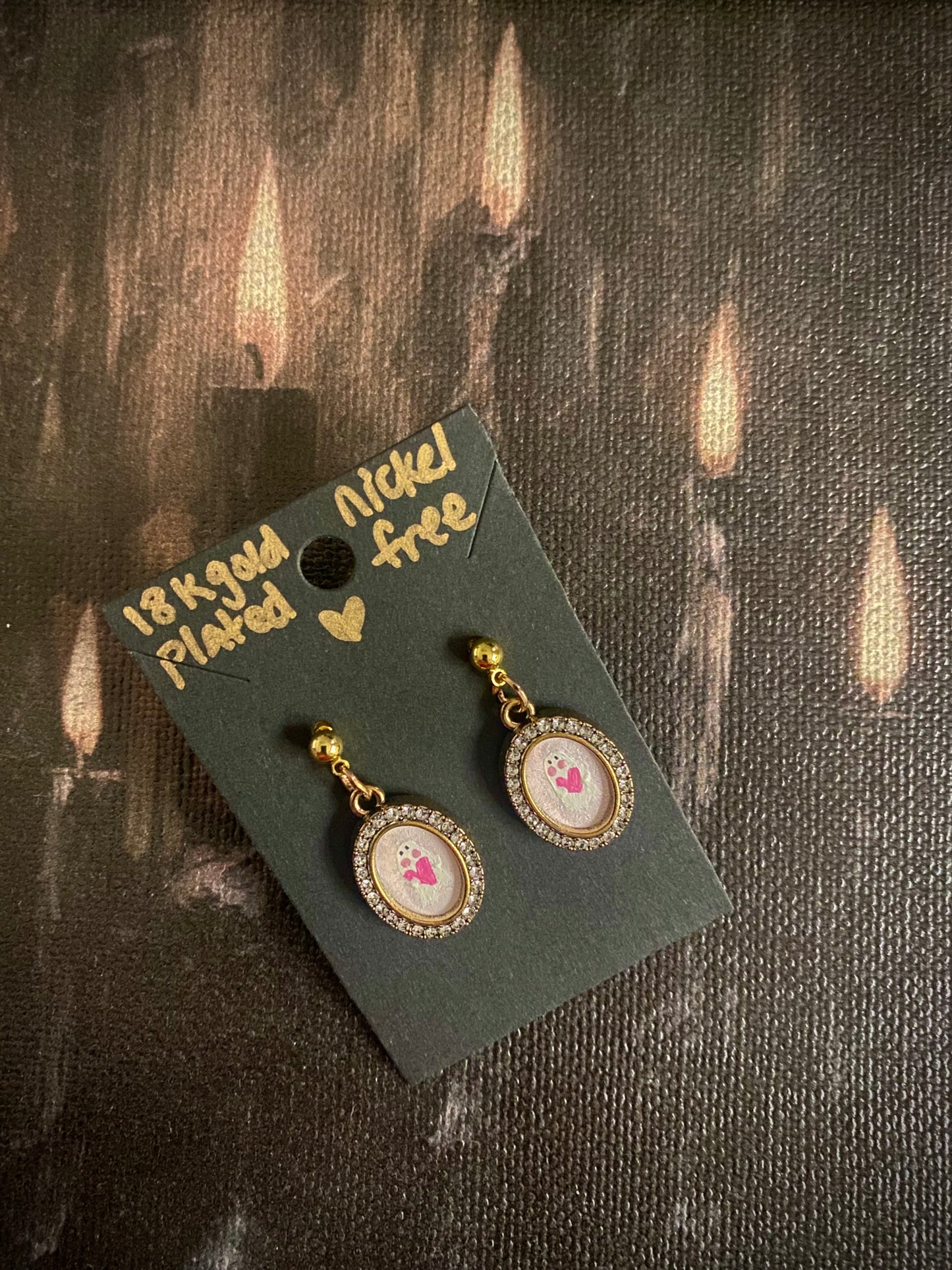 Ghost with Heart Earrings