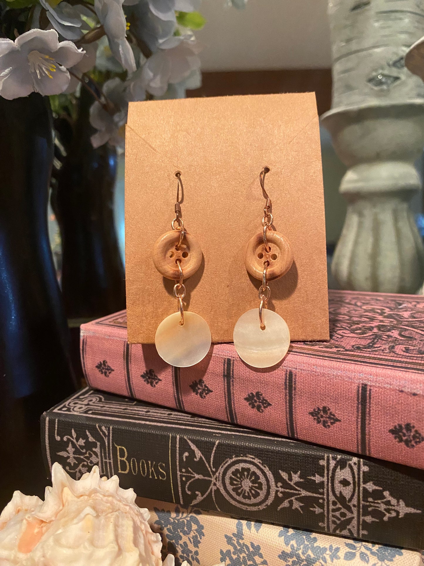 Wooden Button Earrings