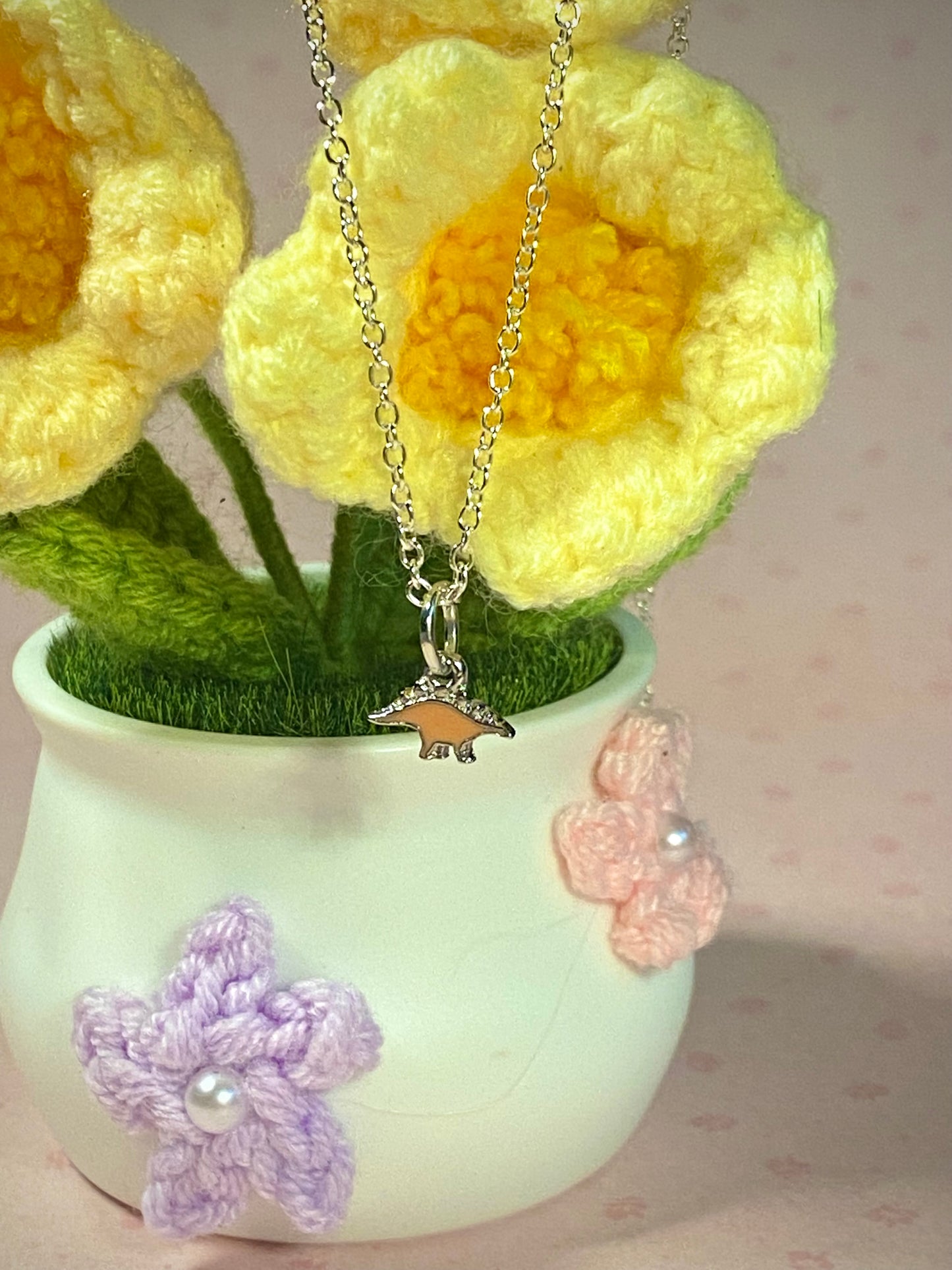 Silver Stegosaurus Necklace