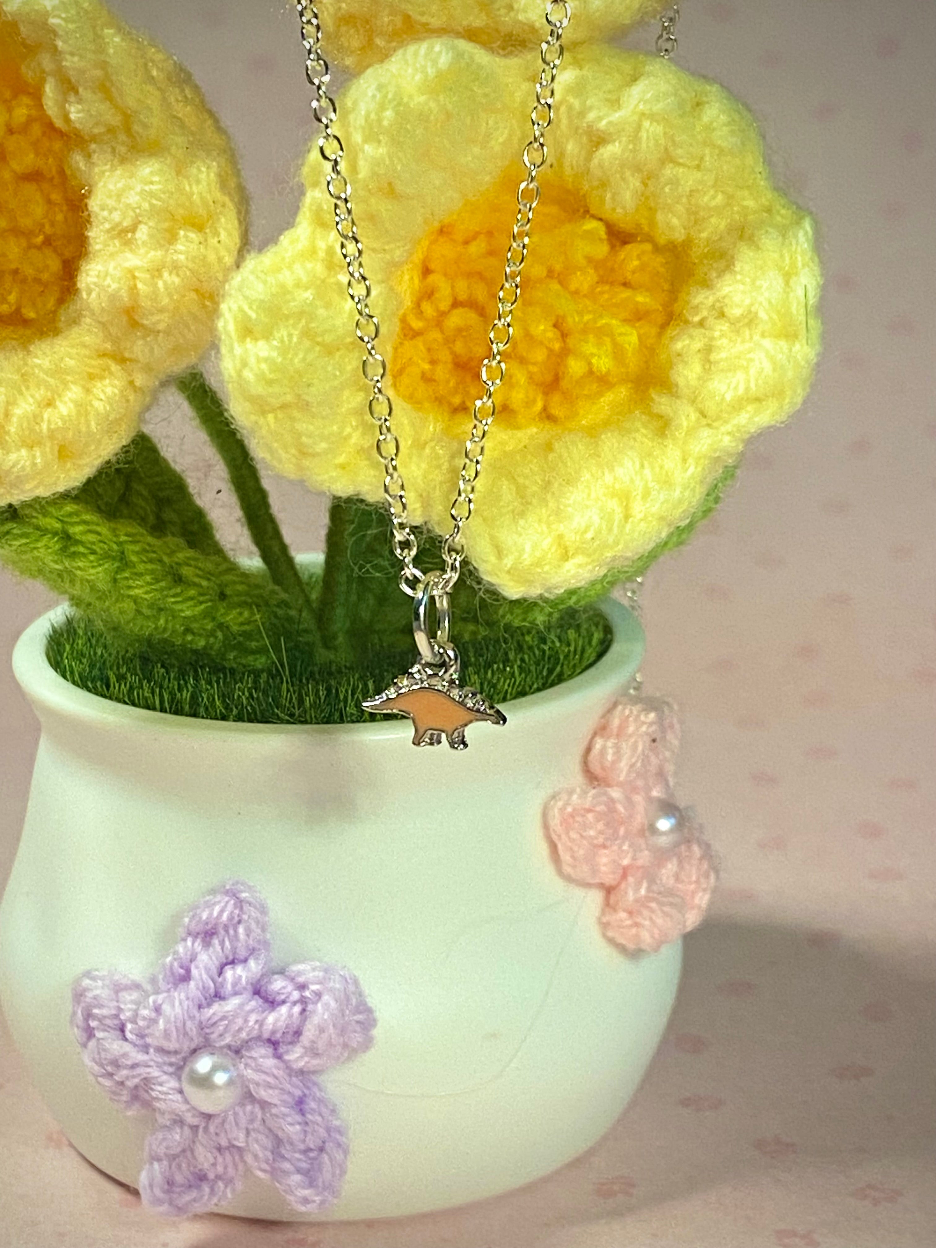 Silver Stegosaurus Necklace